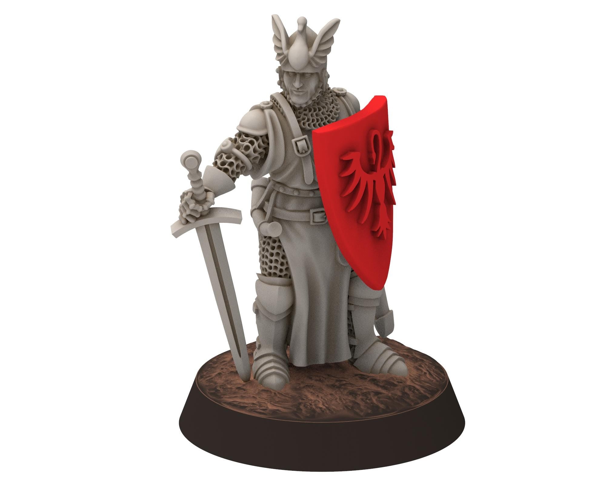 Gandor - Citadel Swan Knight Lord, Lohengrin and Elsa, Defender of the city wall, miniature for wargame D&D, Lotr... Medbury miniatures