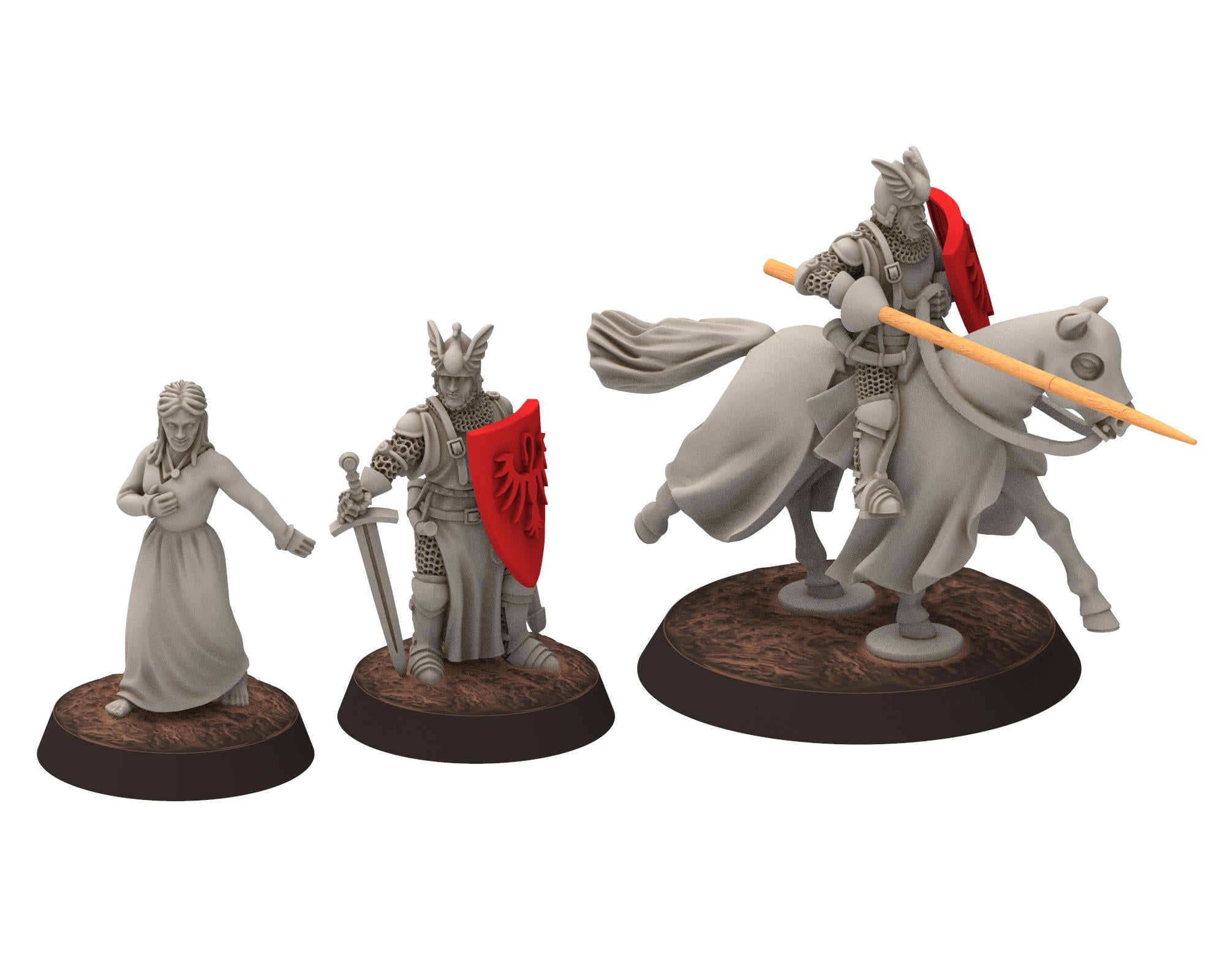 Gandor - Citadel Swan Knight Lord, Lohengrin and Elsa, Defender of the city wall, miniature for wargame D&D, Lotr... Medbury miniatures