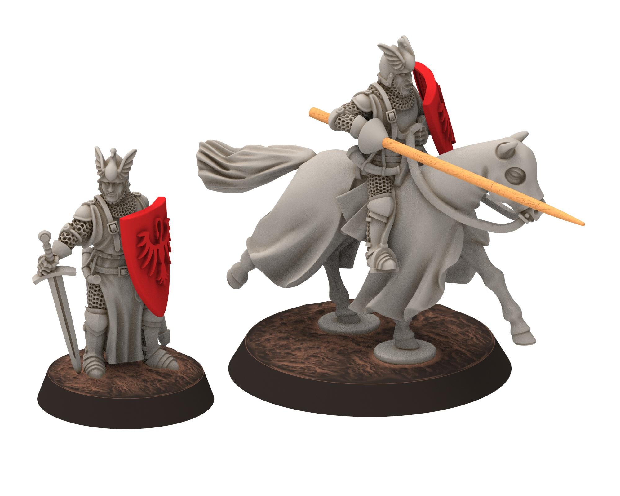 Gandor - Citadel Swan Knight Lord, Lohengrin and Elsa, Defender of the city wall, miniature for wargame D&D, Lotr... Medbury miniatures
