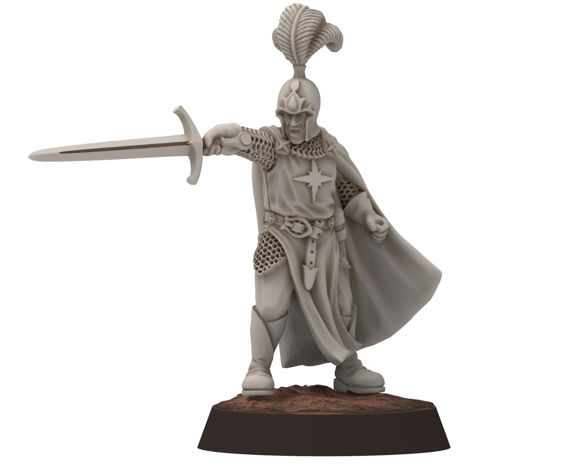 Rivendall - Eastern Elven Lord with straight sword, Middle rings miniatures for wargame D&D, Lotr, Medbury miniatures