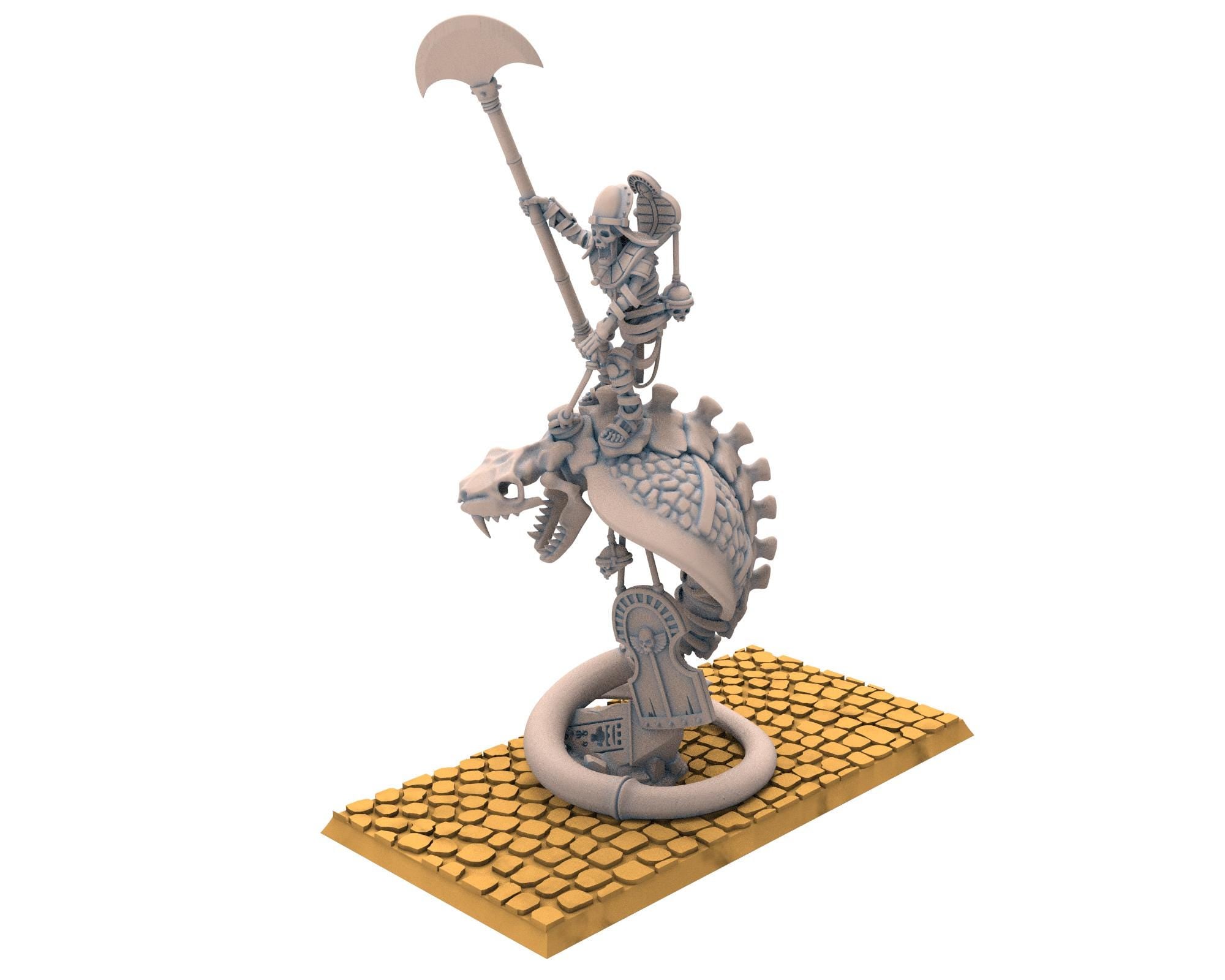 Eternal Dynasties - Staff of Mounted Ancient Guard on Great Snakes, The Ancient Skeletons, Fantasy Battle, Oldhammer, King of war, D&D