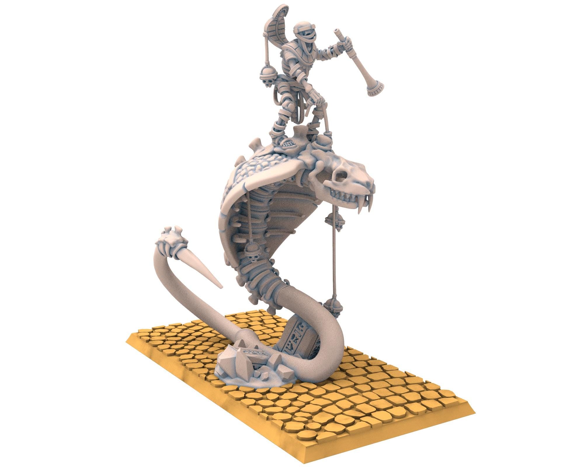 Eternal Dynasties - Staff of Mounted Ancient Guard on Great Snakes, The Ancient Skeletons, Fantasy Battle, Oldhammer, King of war, D&D