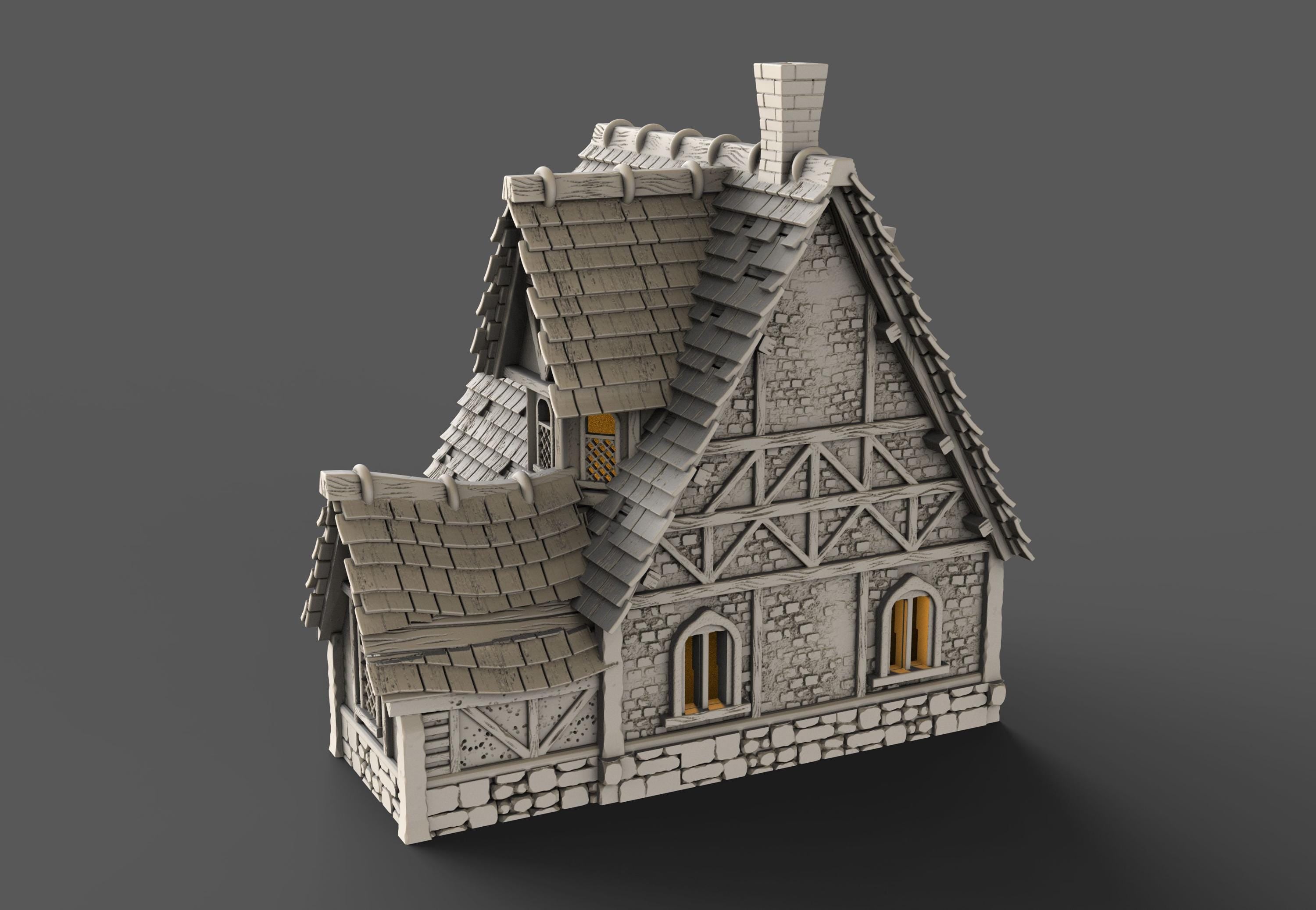 Medieval building - House 31 - PLA for Oldworld, Dungeon & Dragons, Frostgrave, Age of fantasy battle skirmish wargame