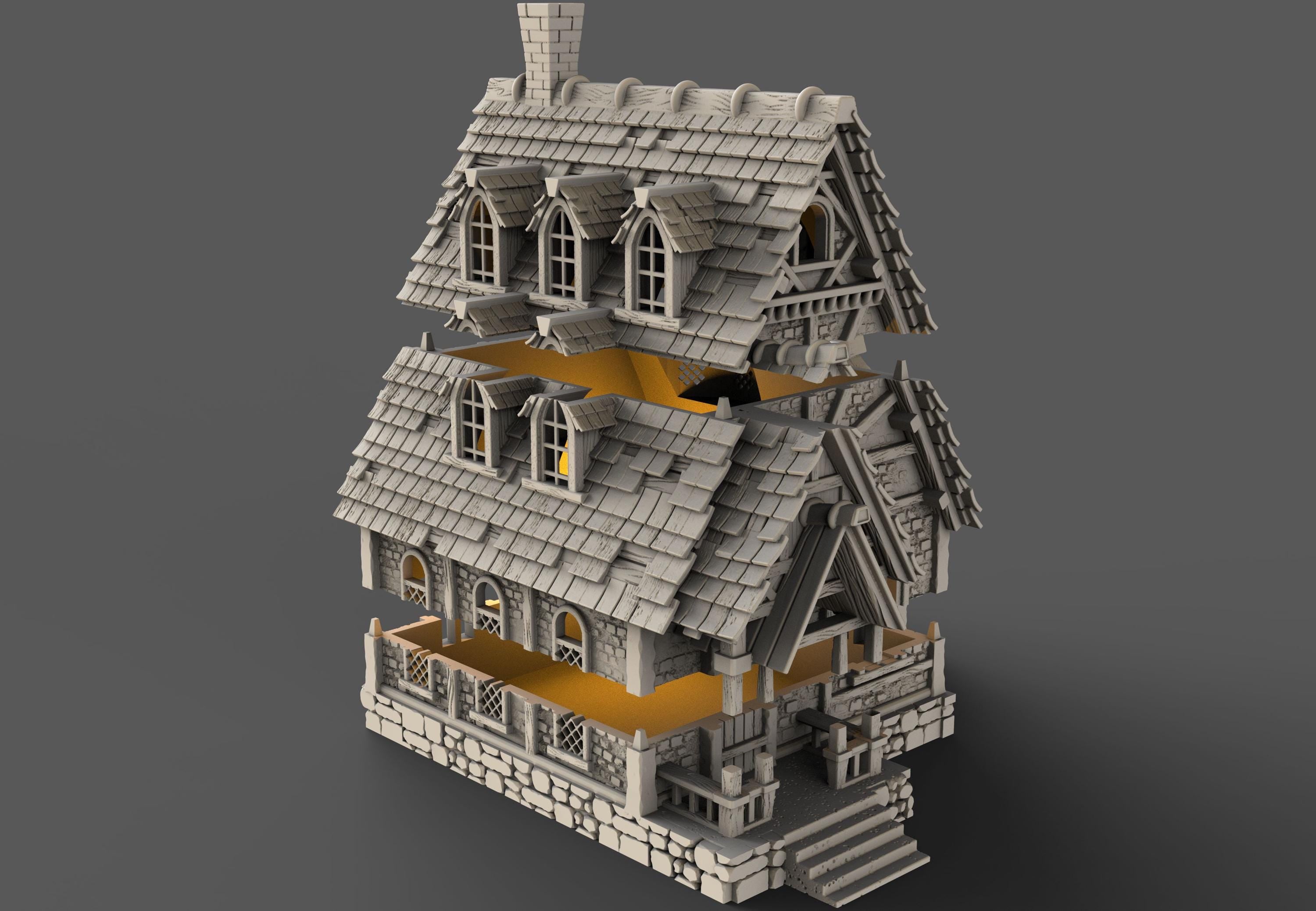 Medieval building - House 31 - PLA for Oldworld, Dungeon & Dragons, Frostgrave, Age of fantasy battle skirmish wargame