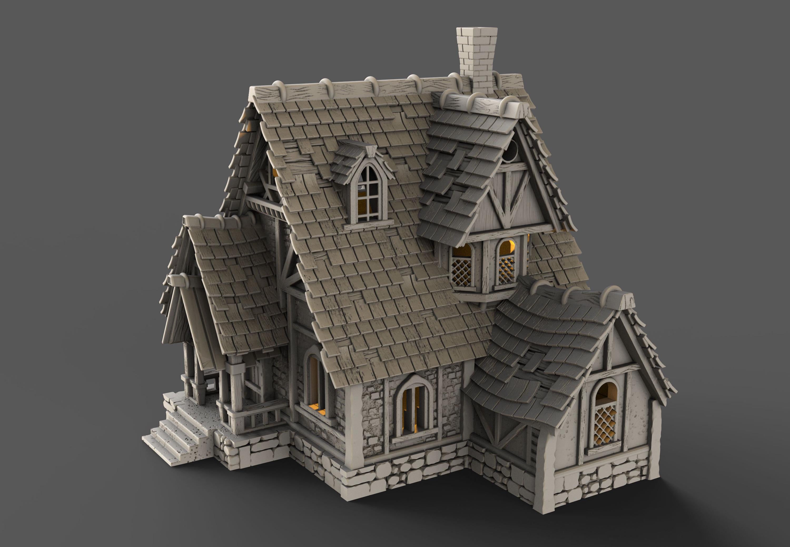 Medieval building - House 31 - PLA for Oldworld, Dungeon & Dragons, Frostgrave, Age of fantasy battle skirmish wargame
