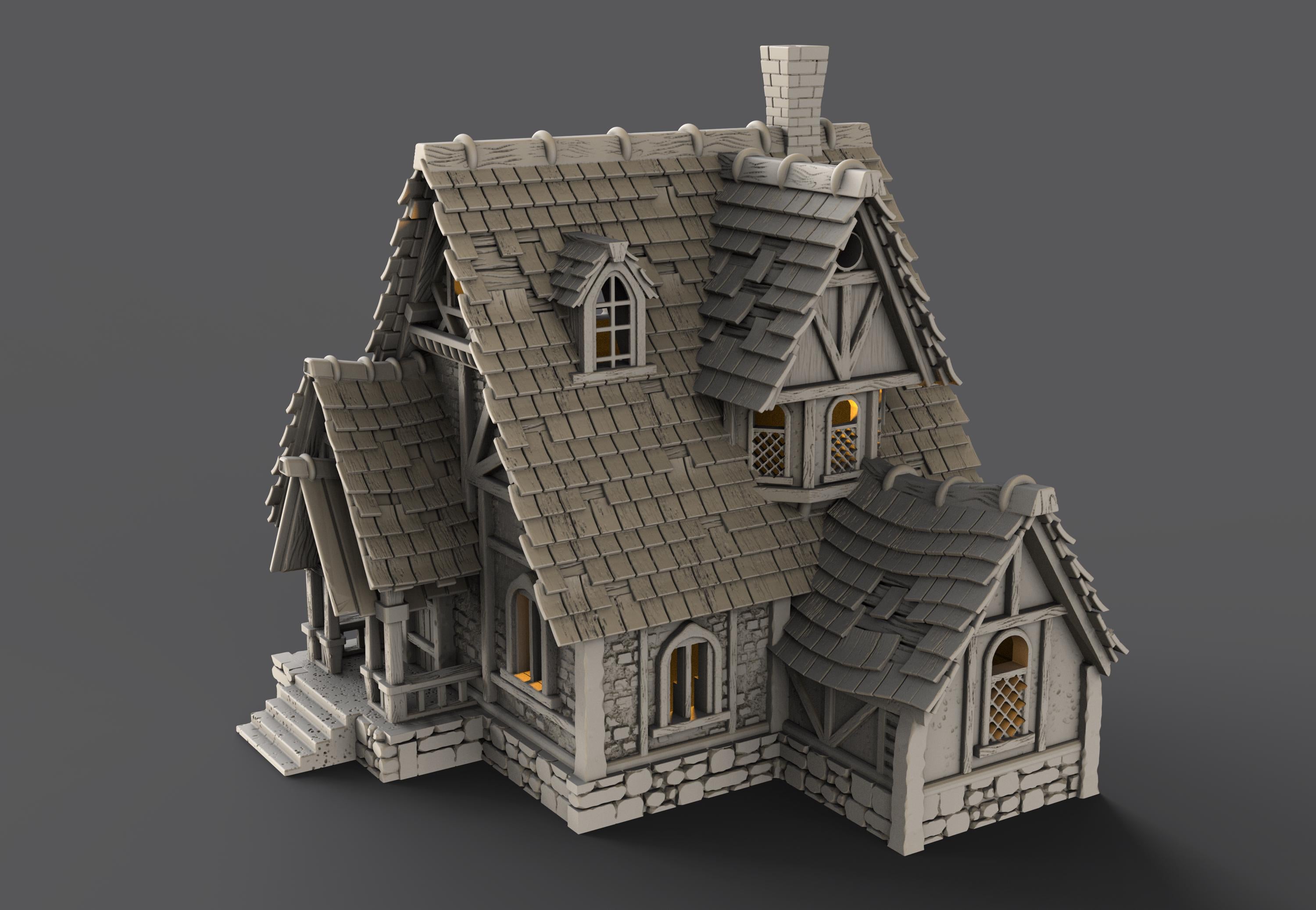 Medieval building - House 31 - PLA for Oldworld, Dungeon & Dragons, Frostgrave, Age of fantasy battle skirmish wargame
