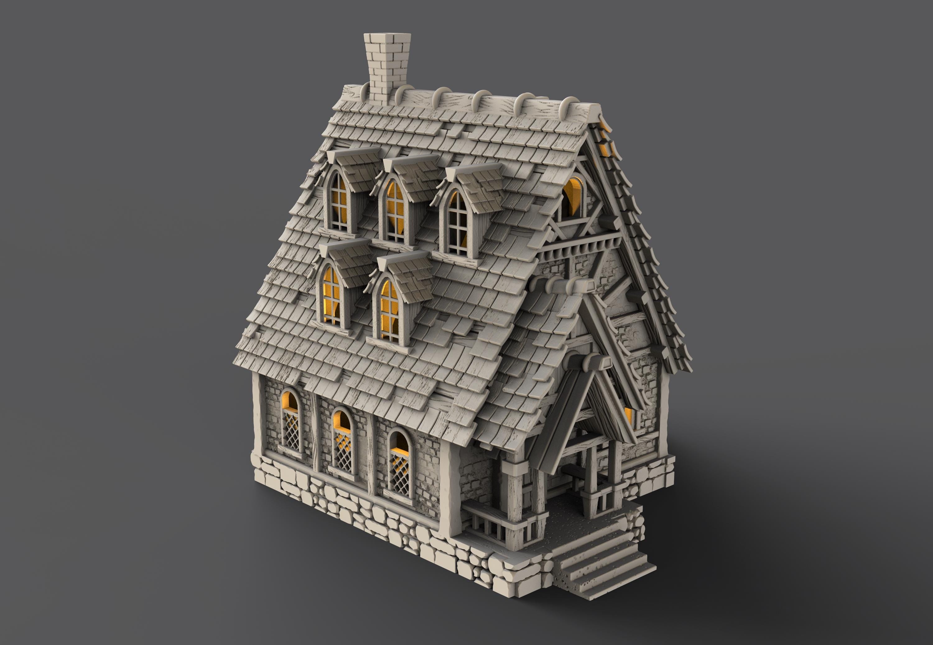 Medieval building - House 31 - PLA for Oldworld, Dungeon & Dragons, Frostgrave, Age of fantasy battle skirmish wargame