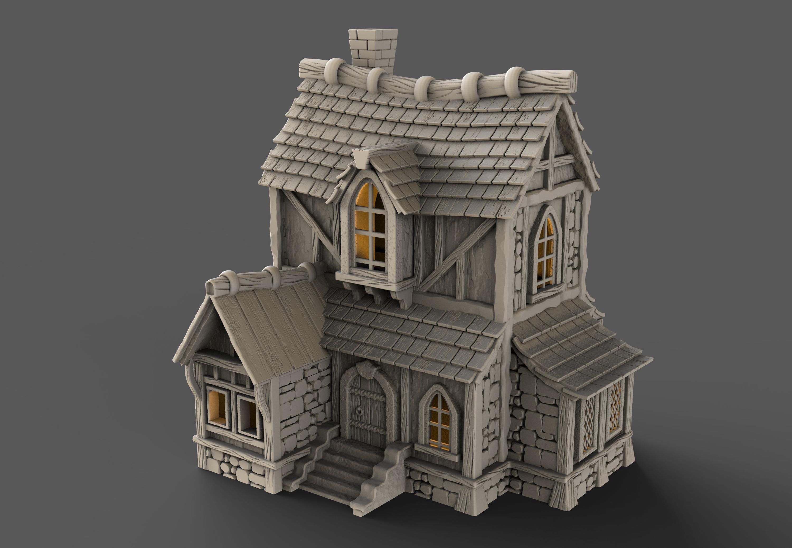 Medieval building - House 32 - PLA for Oldworld, Dungeon & Dragons, Frostgrave, Age of fantasy battle skirmish wargame