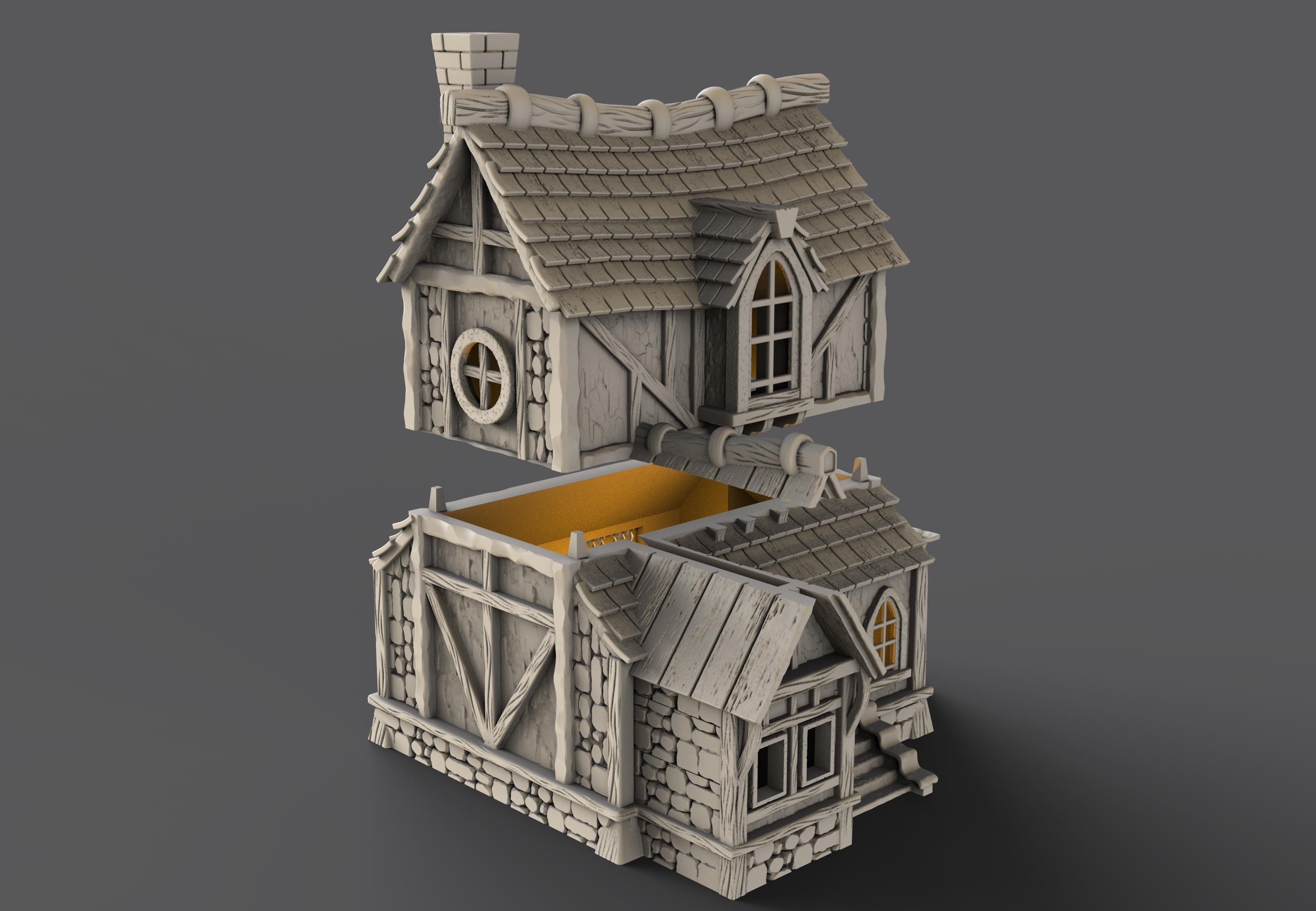 Medieval building - House 32 - PLA for Oldworld, Dungeon & Dragons, Frostgrave, Age of fantasy battle skirmish wargame