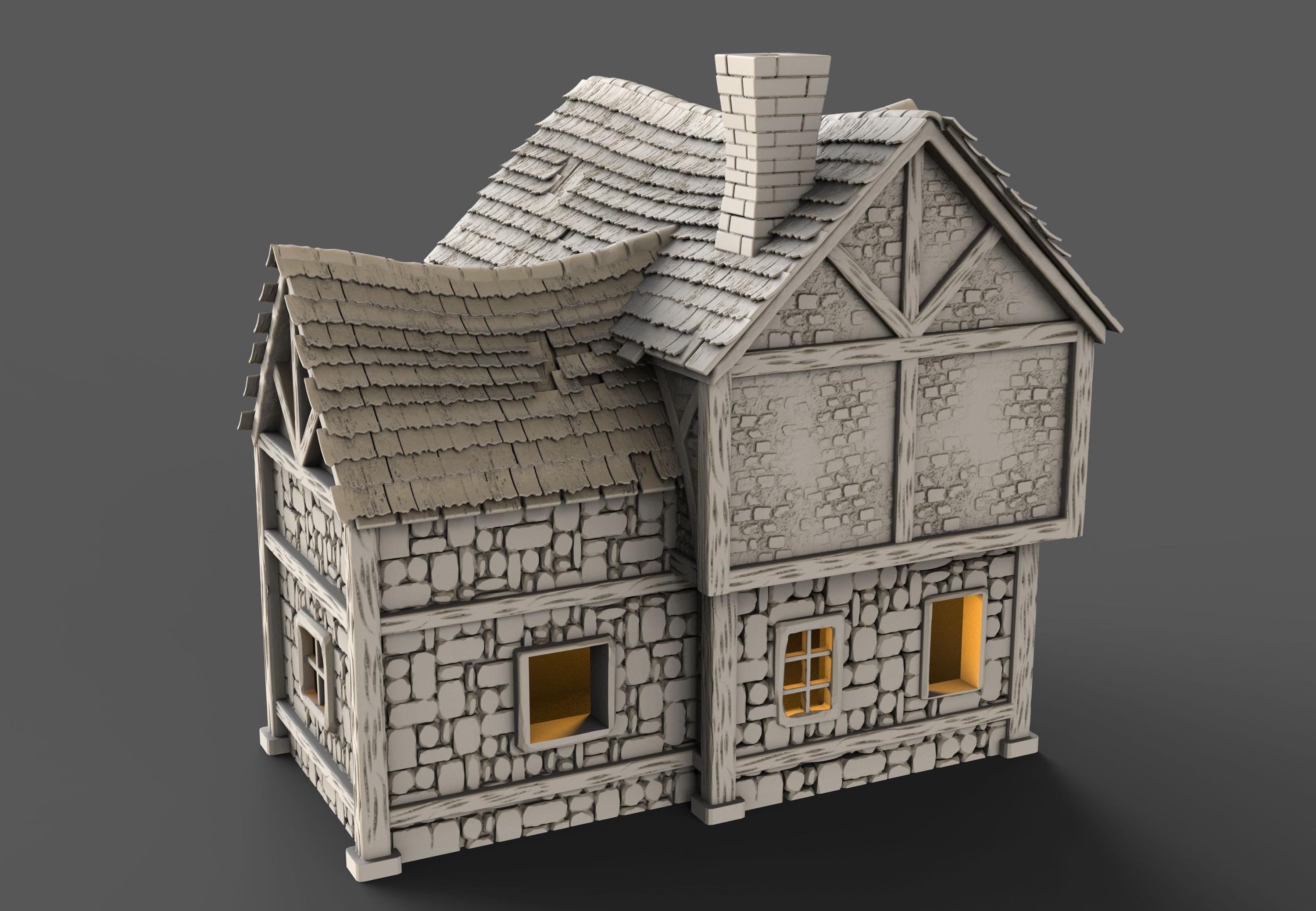 Medieval building - House 34 - PLA for Oldworld, Dungeon & Dragons, Frostgrave, Age of fantasy battle skirmish wargame