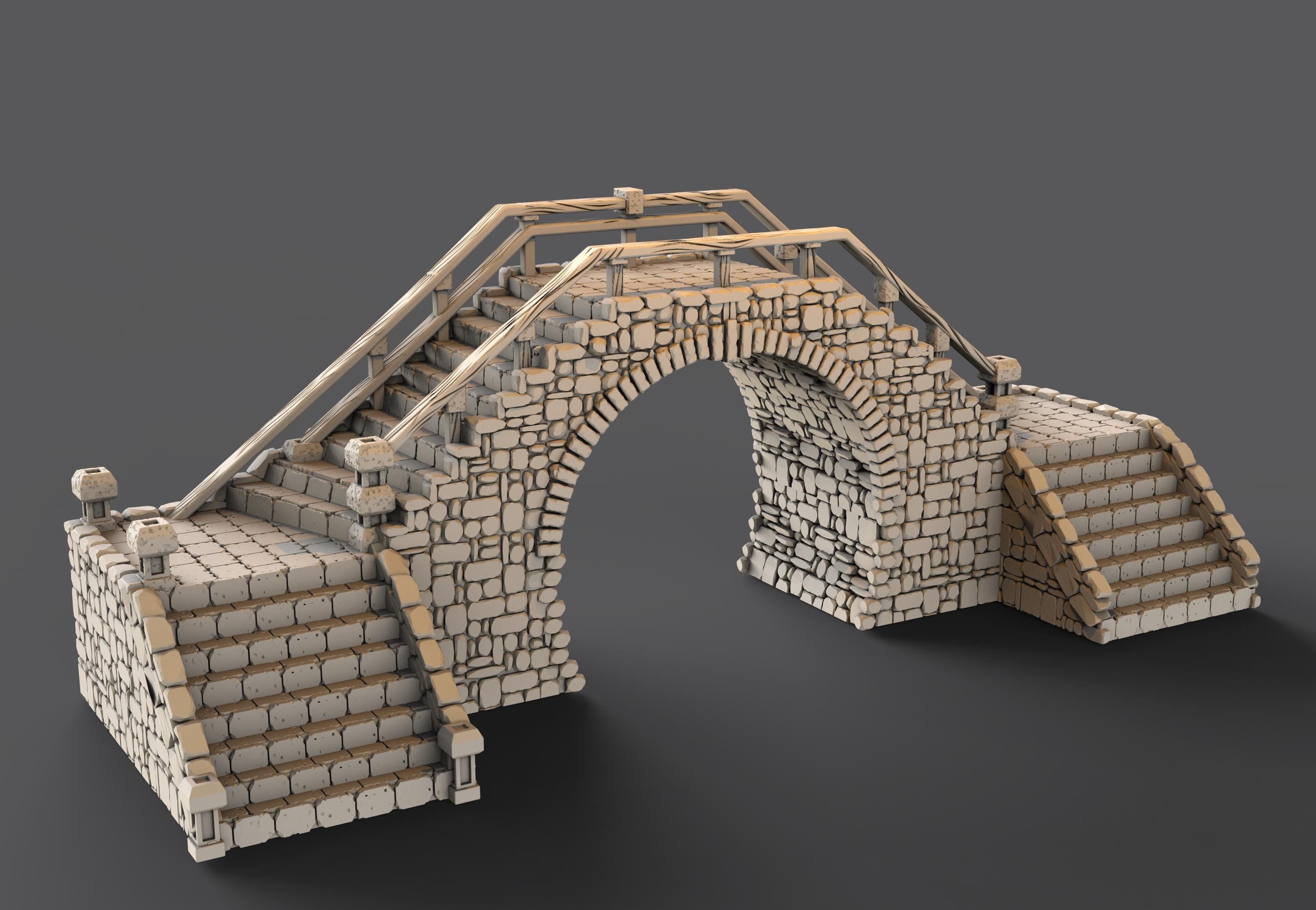 Medieval building - Bridge 35 - PLA for Oldworld, Dungeon & Dragons, Frostgrave, Age of fantasy battle skirmish wargame