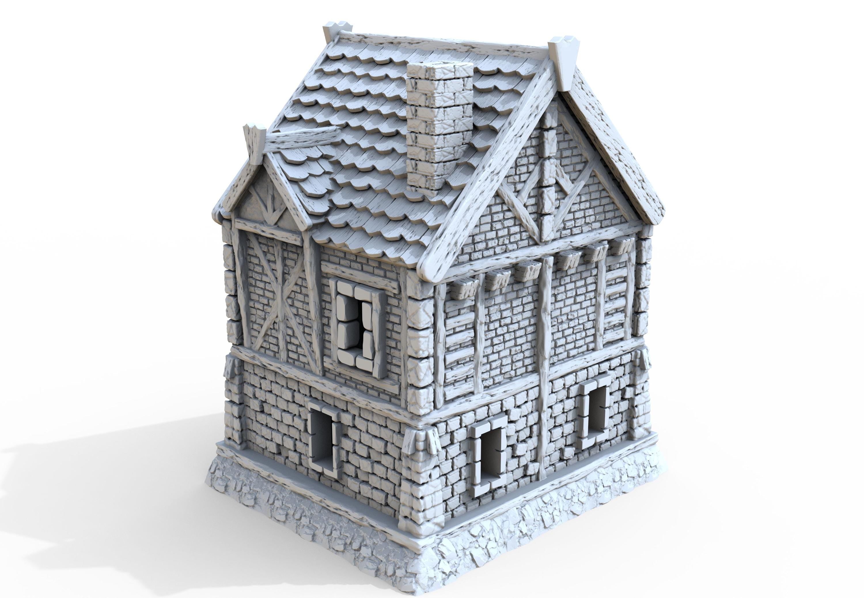 Medieval building - House 41 - PLA for Oldworld, Dungeon & Dragons, Frostgrave, Age of fantasy battle skirmish wargame