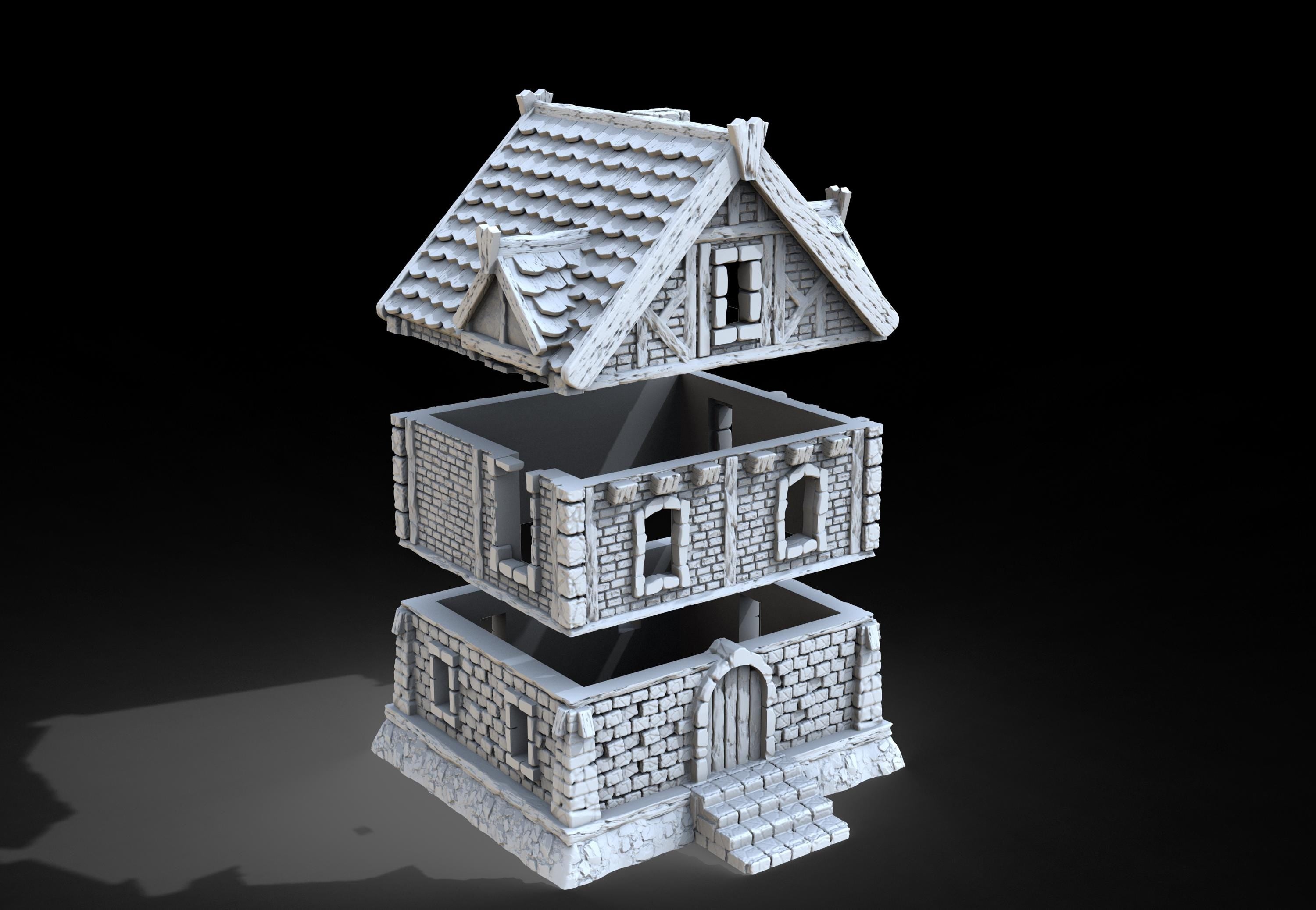 Medieval building - House 41 - PLA for Oldworld, Dungeon & Dragons, Frostgrave, Age of fantasy battle skirmish wargame