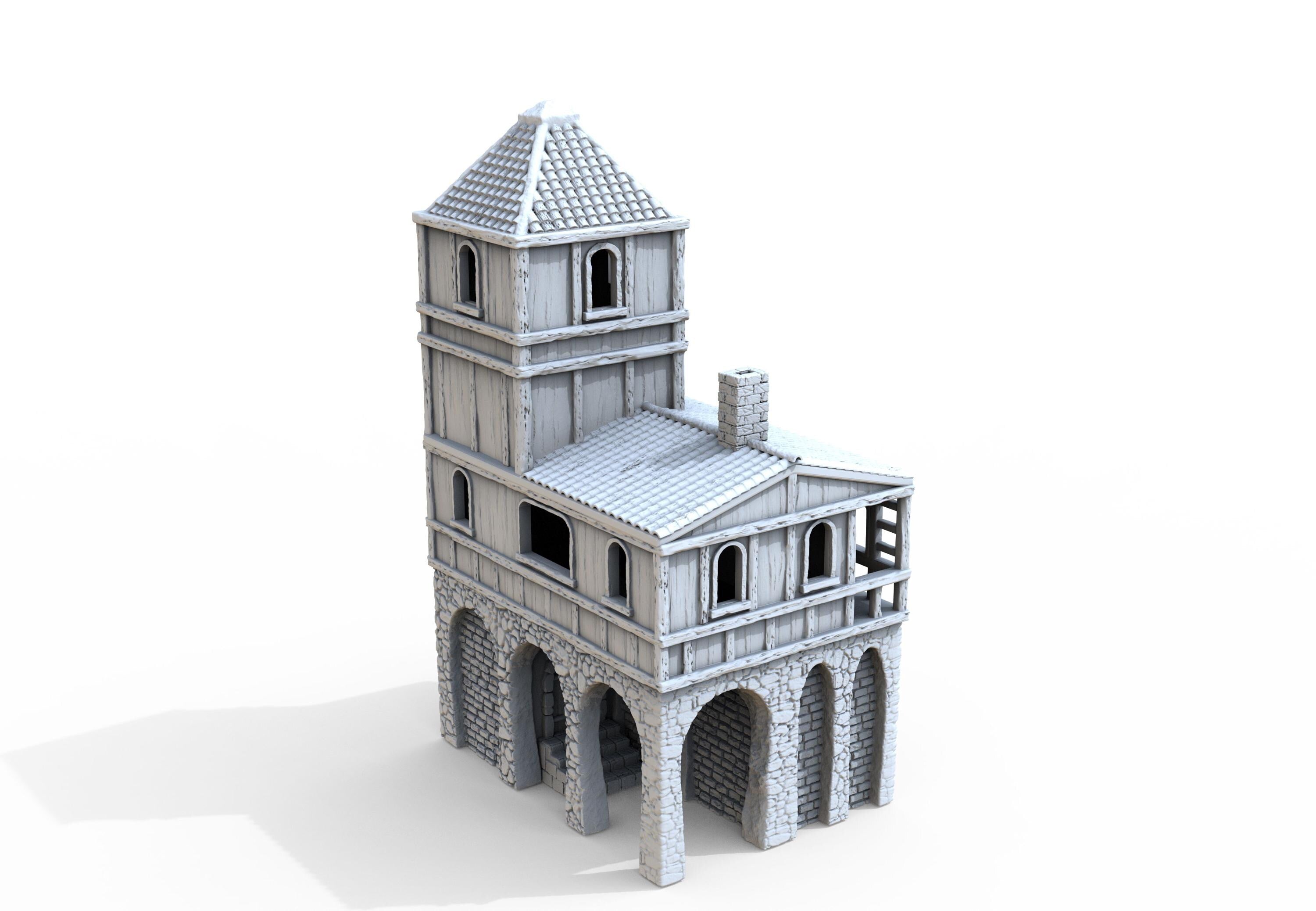 Medieval building - House 42 - PLA for Oldworld, Dungeon & Dragons, Frostgrave, Age of fantasy battle skirmish wargame