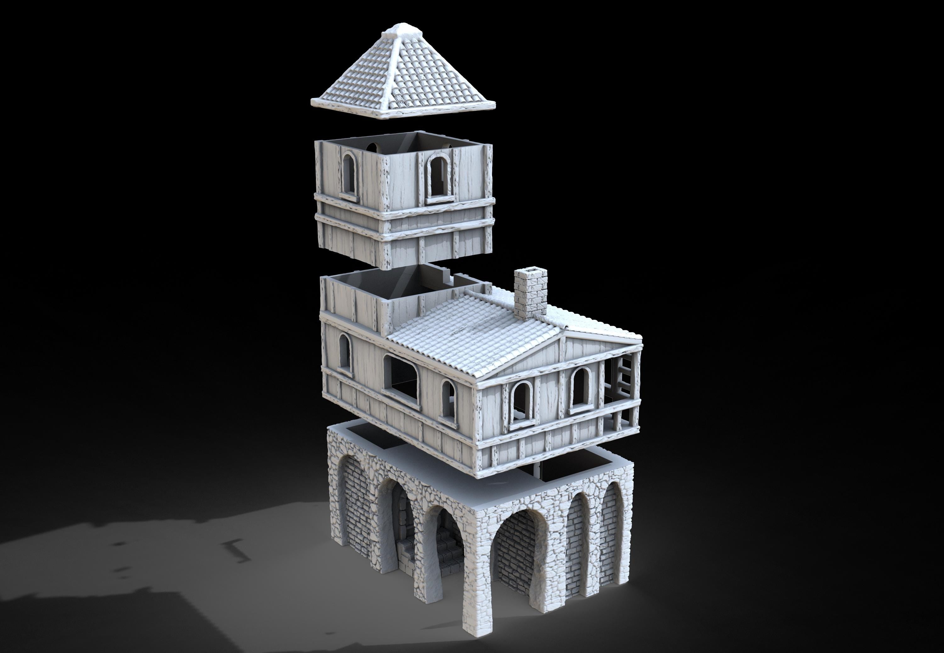 Medieval building - House 42 - PLA for Oldworld, Dungeon & Dragons, Frostgrave, Age of fantasy battle skirmish wargame