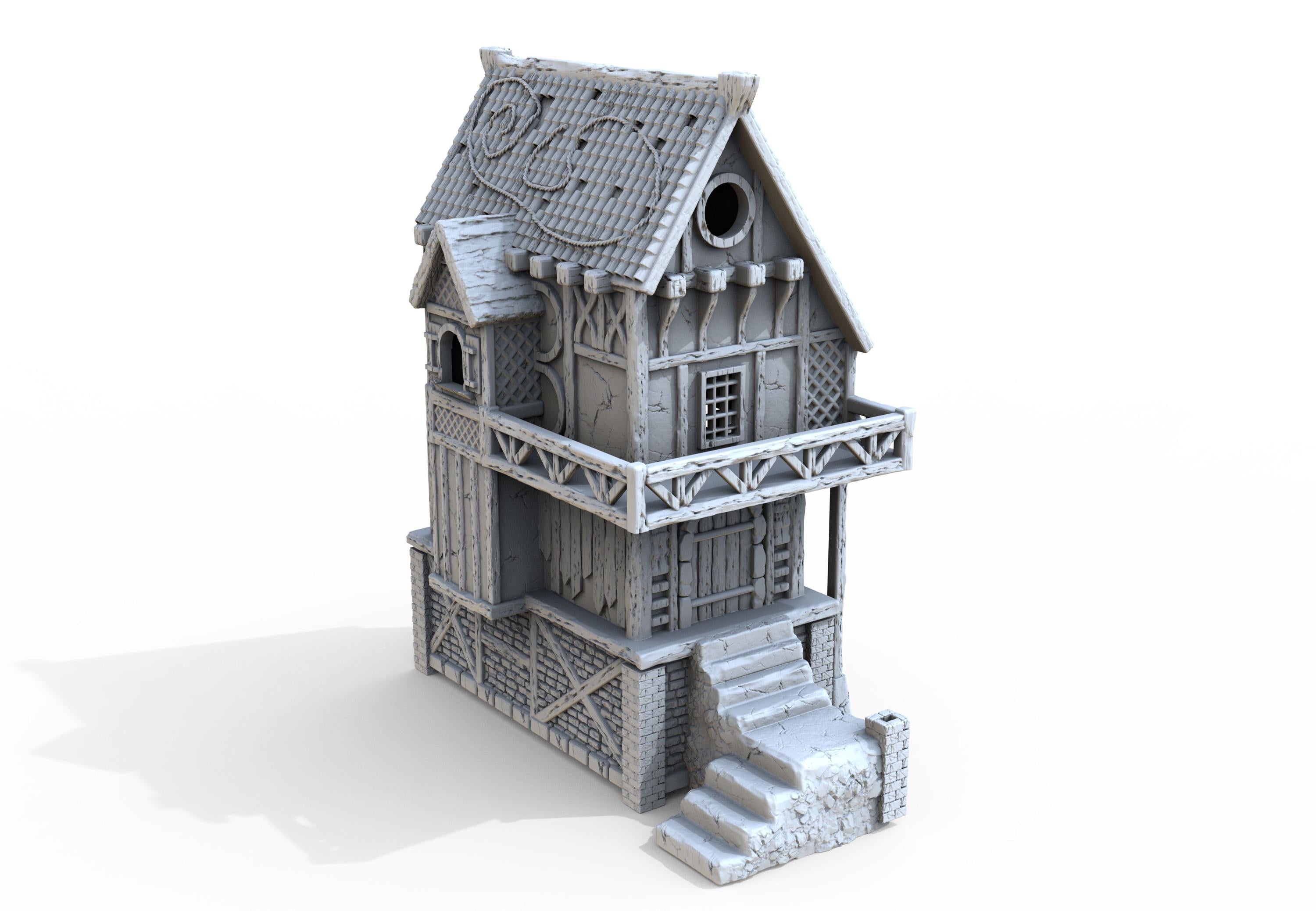 Medieval building - House 43 - PLA for Oldworld, Dungeon & Dragons, Frostgrave, Age of fantasy battle skirmish wargame
