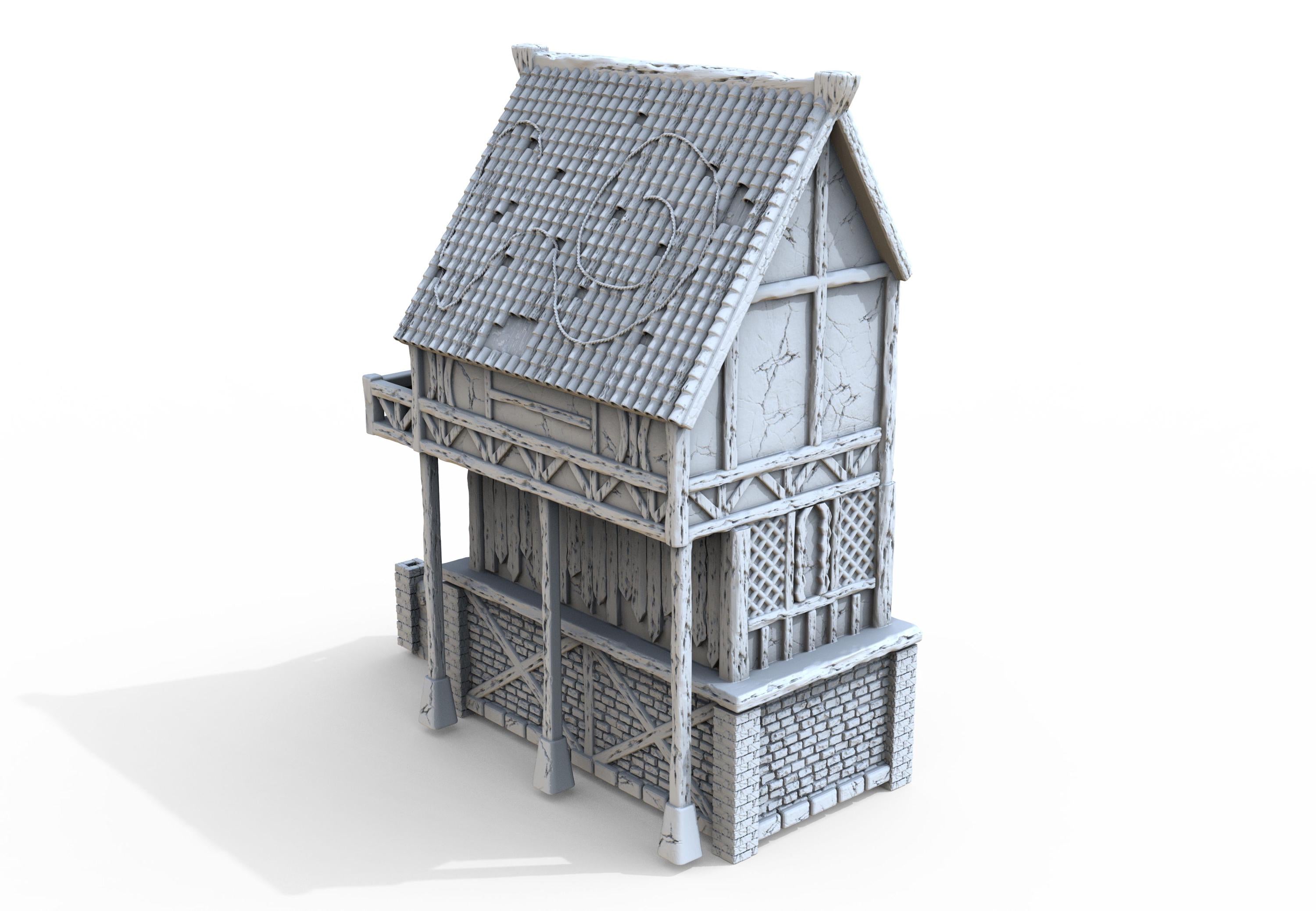 Medieval building - House 43 - PLA for Oldworld, Dungeon & Dragons, Frostgrave, Age of fantasy battle skirmish wargame