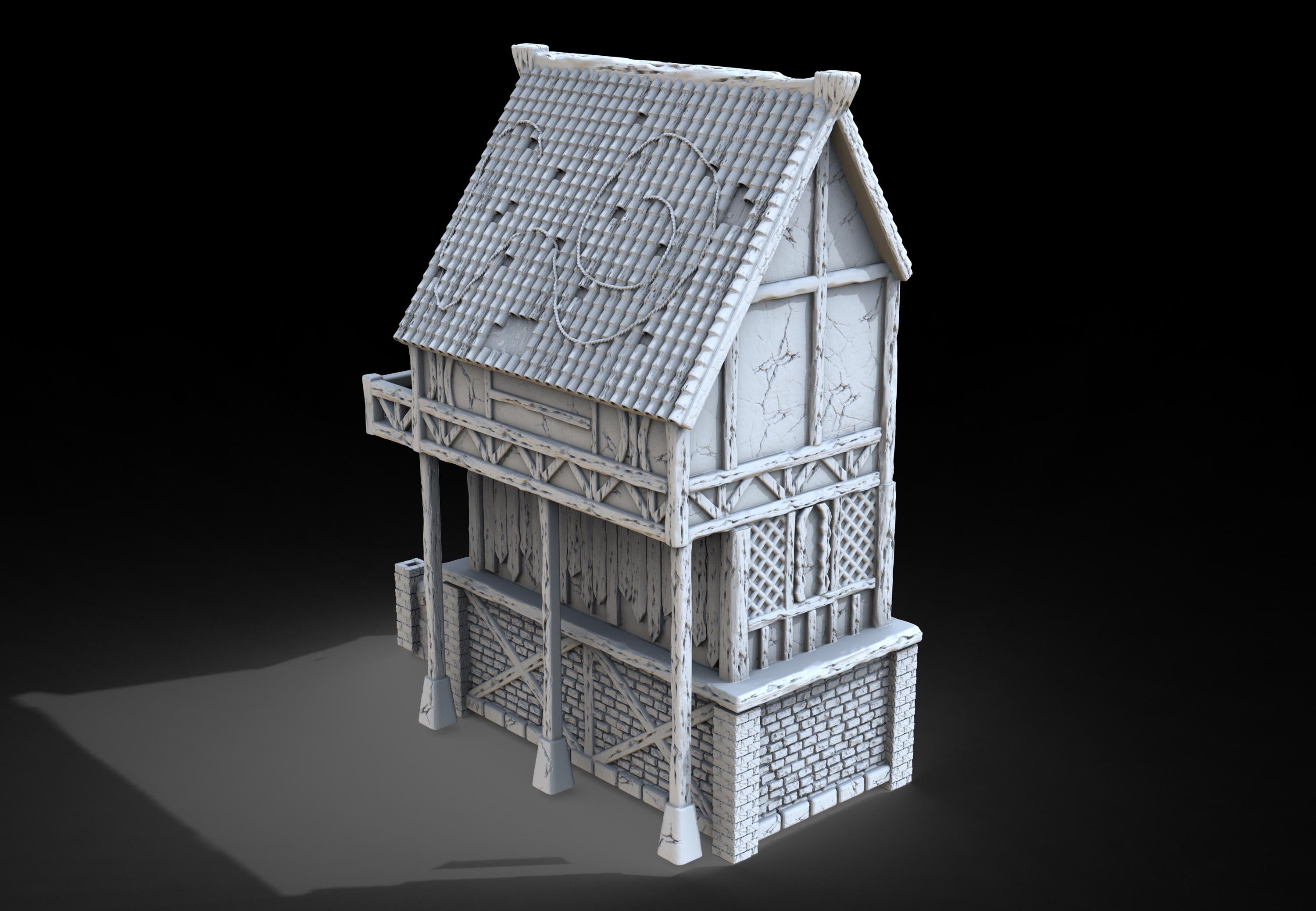 Medieval building - House 43 - PLA for Oldworld, Dungeon & Dragons, Frostgrave, Age of fantasy battle skirmish wargame