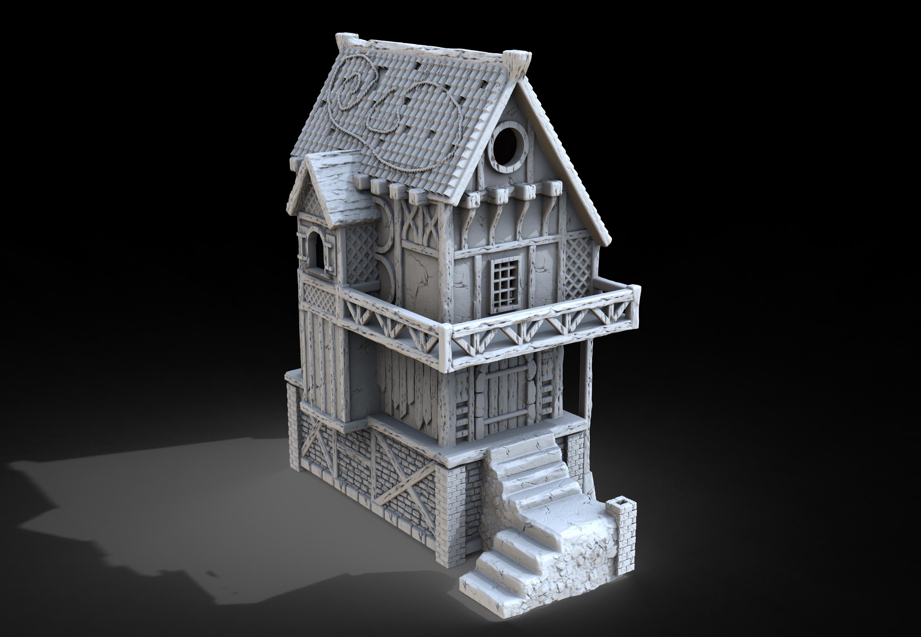 Medieval building - House 43 - PLA for Oldworld, Dungeon & Dragons, Frostgrave, Age of fantasy battle skirmish wargame