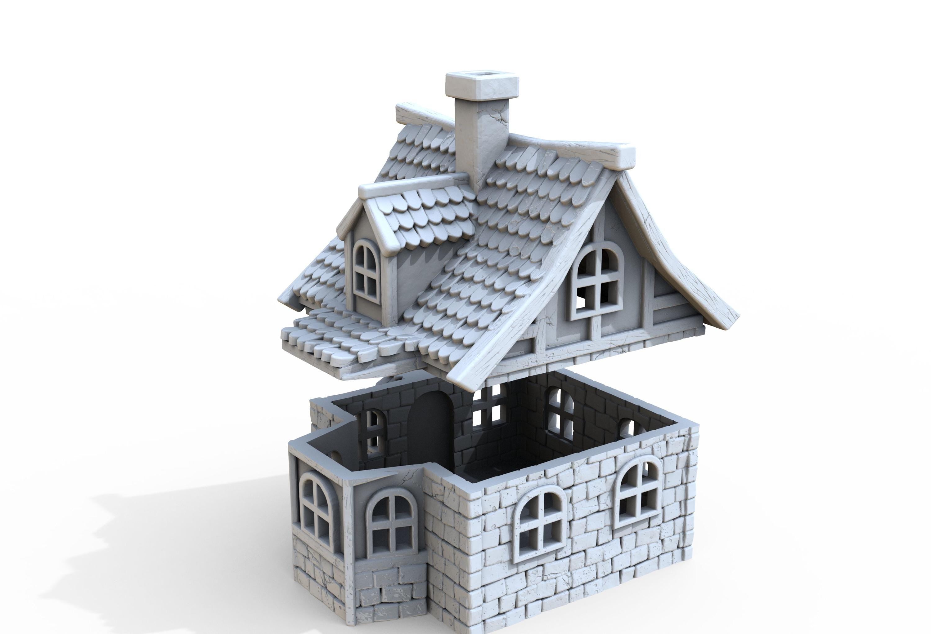 Medieval building - House 44 - PLA for Oldworld, Dungeon & Dragons, Frostgrave, Age of fantasy battle skirmish wargame