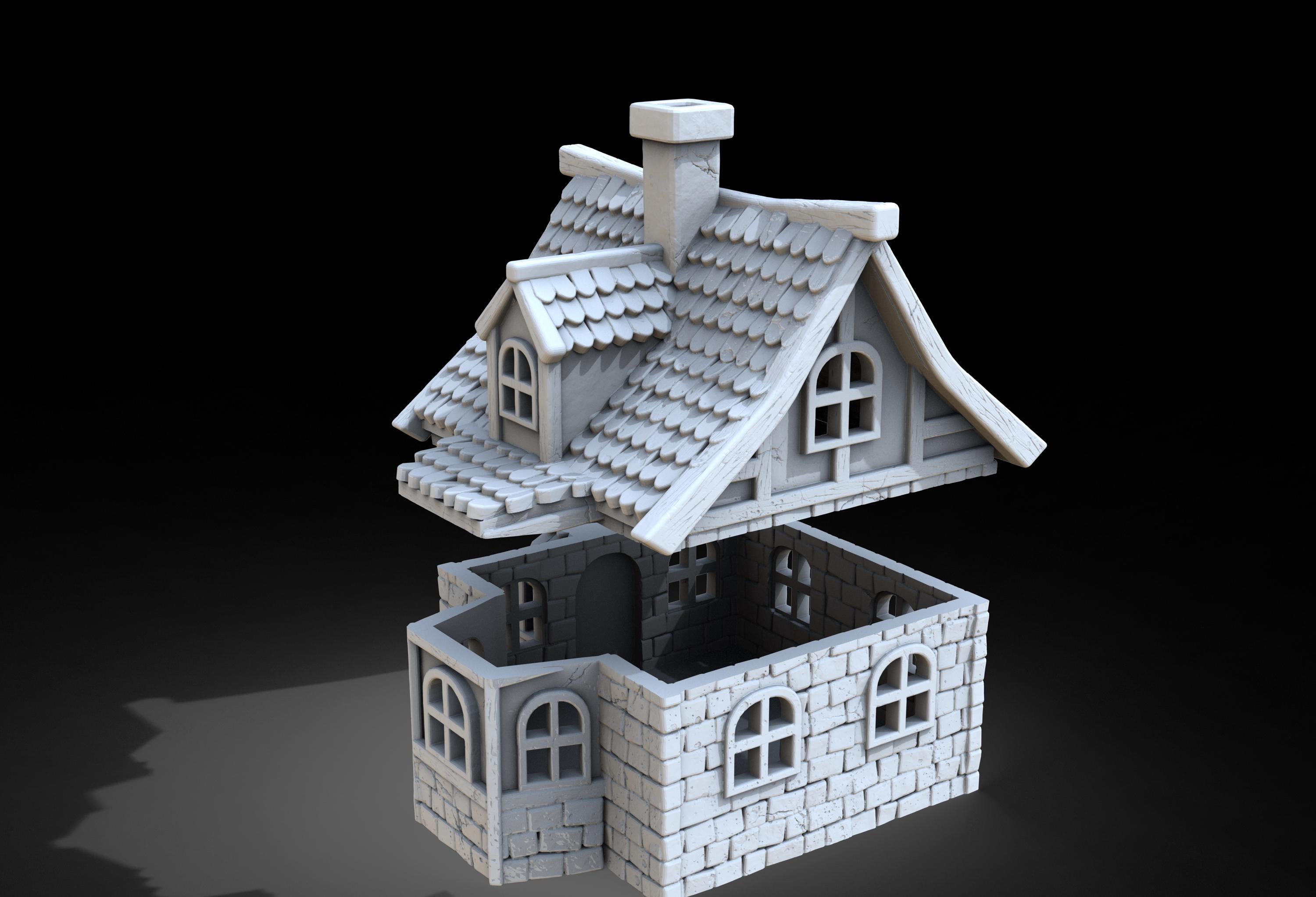 Medieval building - House 44 - PLA for Oldworld, Dungeon & Dragons, Frostgrave, Age of fantasy battle skirmish wargame