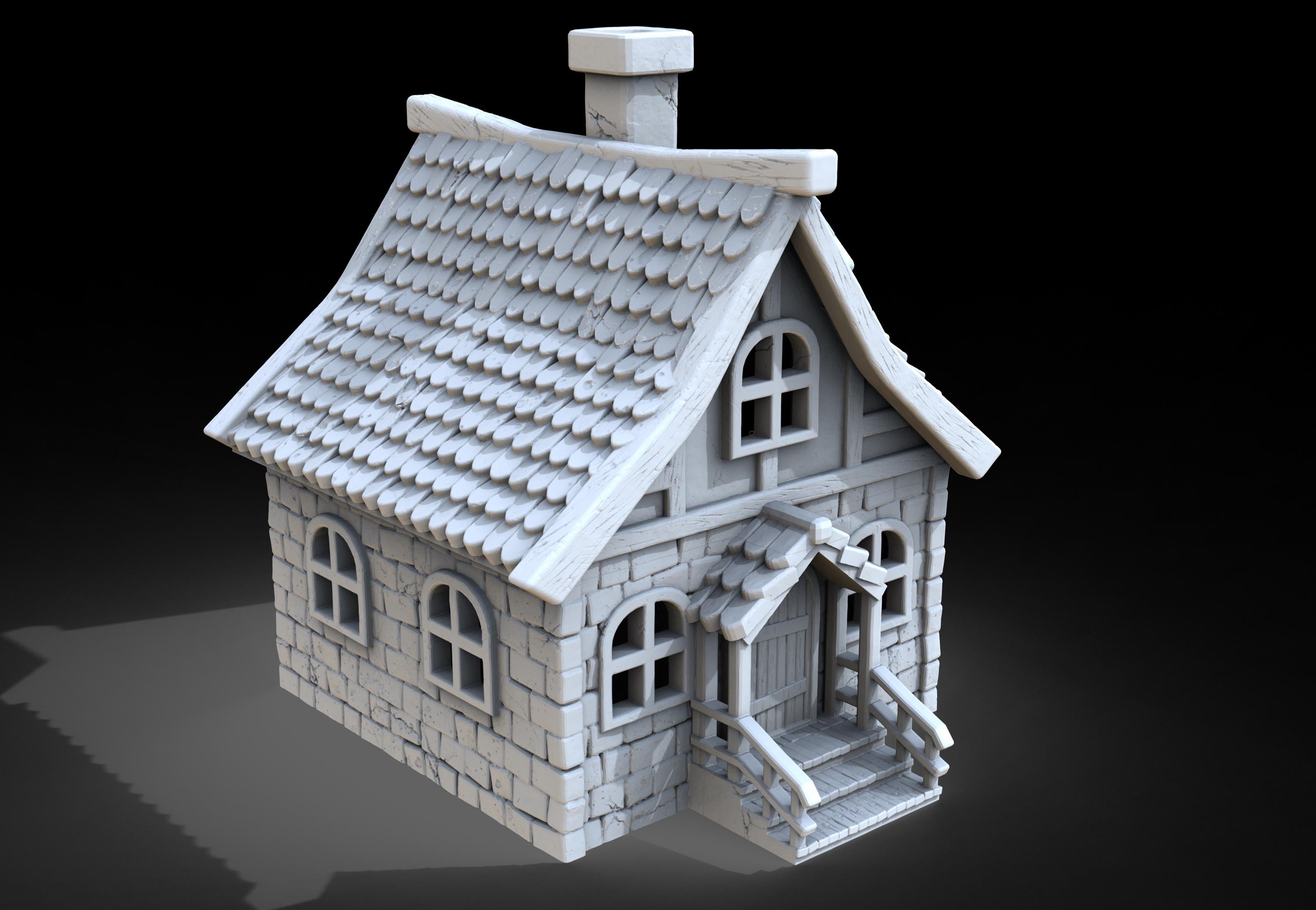 Medieval building - House 44 - PLA for Oldworld, Dungeon & Dragons, Frostgrave, Age of fantasy battle skirmish wargame
