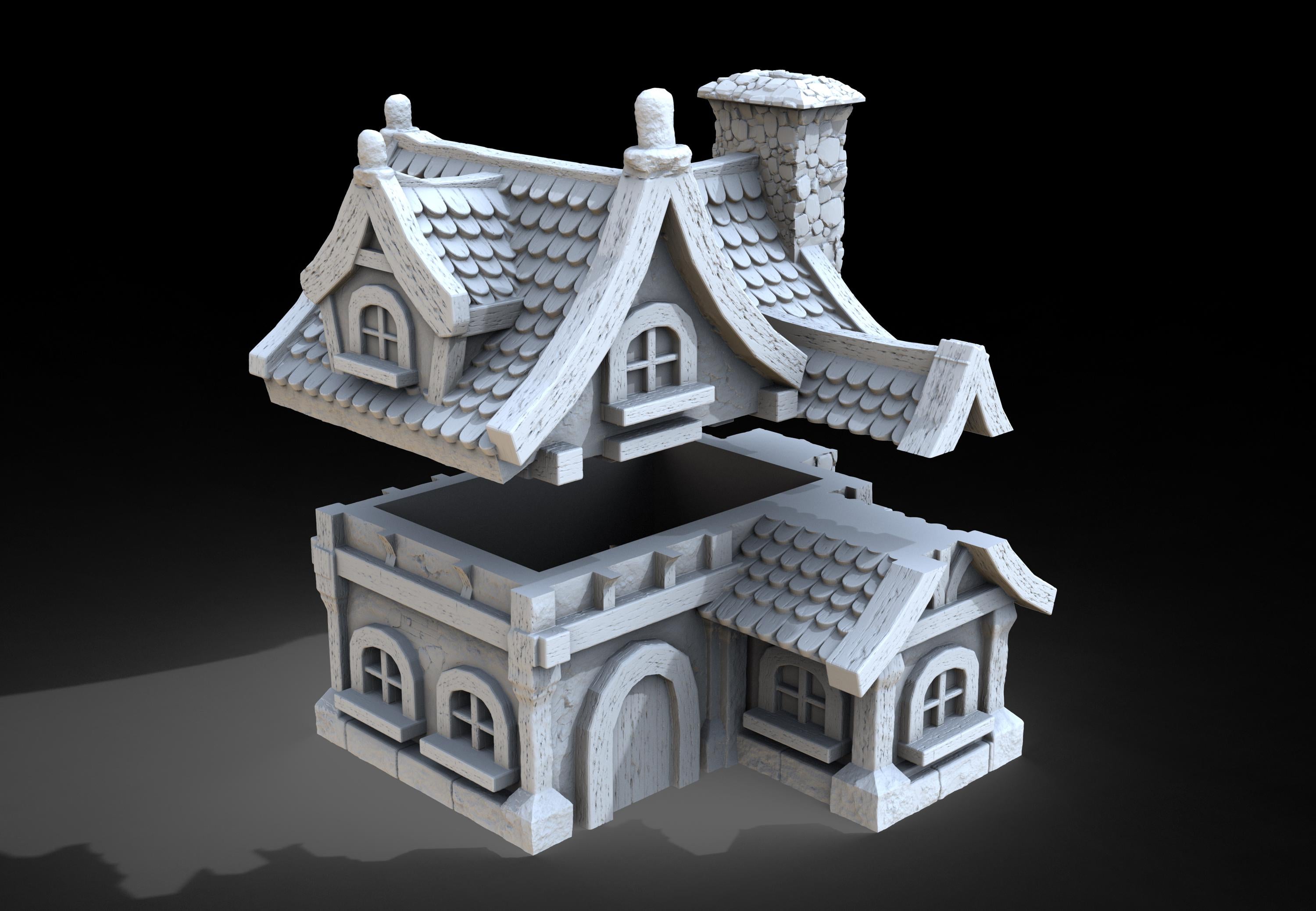 Medieval building - House 45 - PLA for Oldworld, Dungeon & Dragons, Frostgrave, Age of fantasy battle skirmish wargame