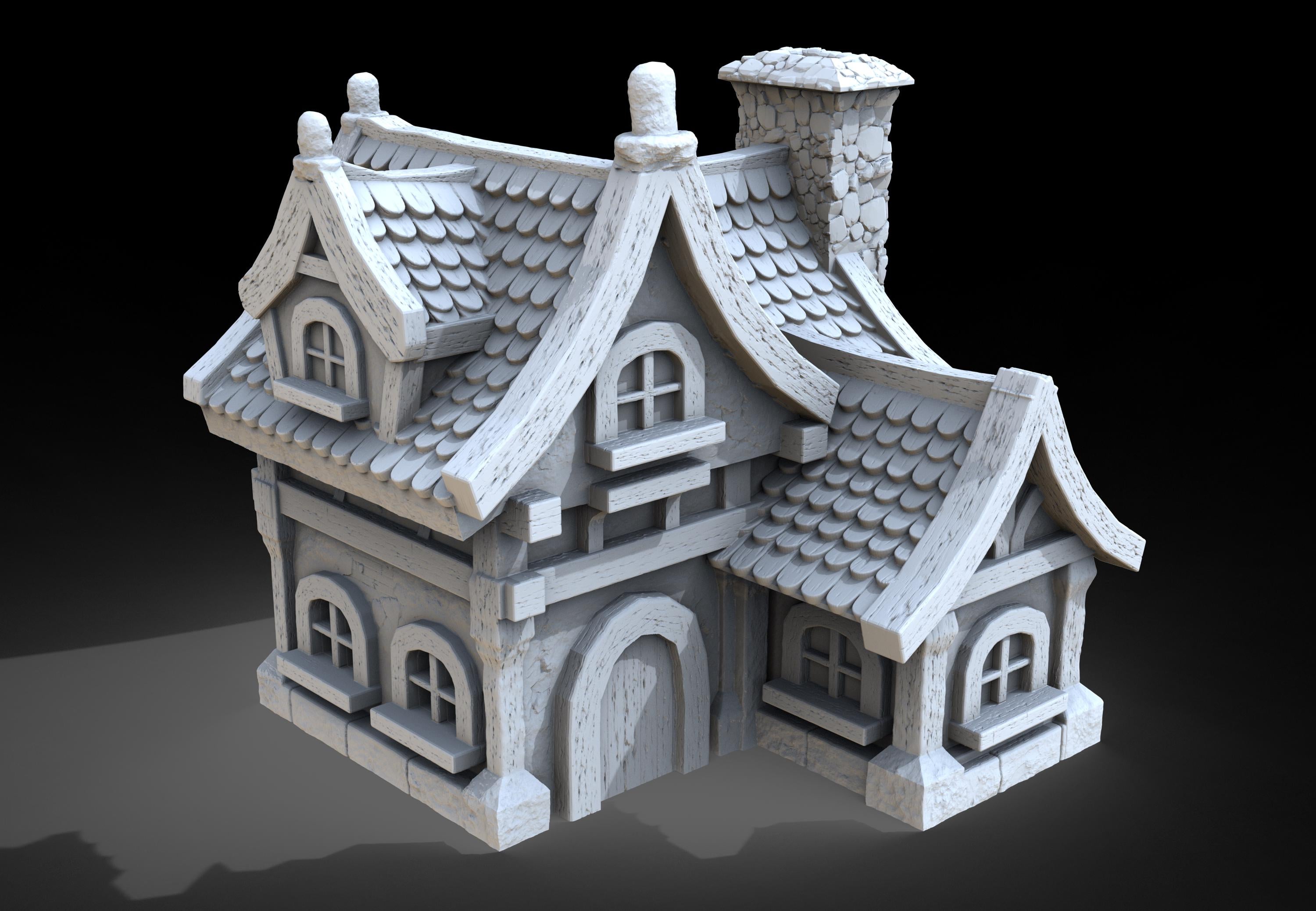 Medieval building - House 45 - PLA for Oldworld, Dungeon & Dragons, Frostgrave, Age of fantasy battle skirmish wargame