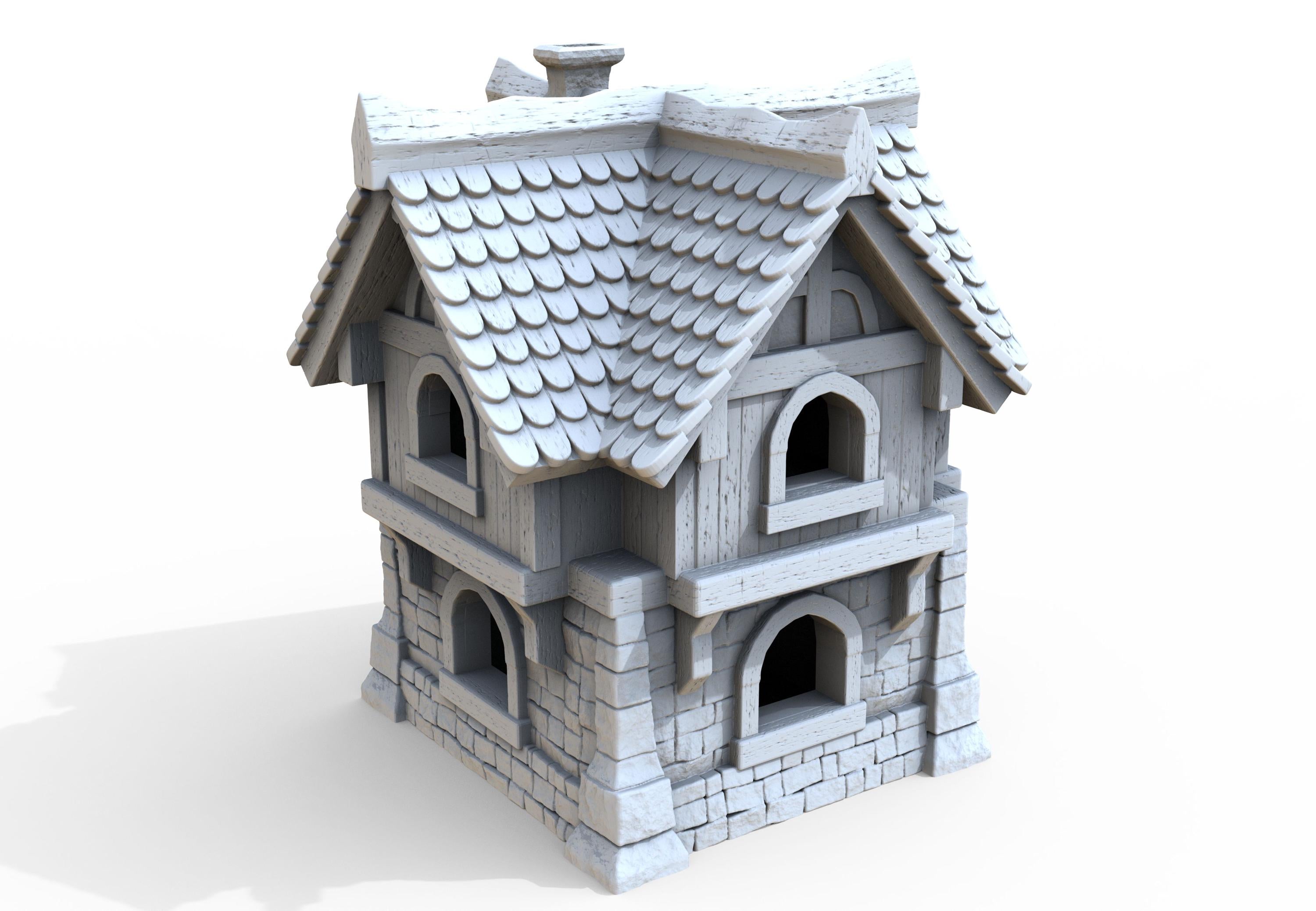 Medieval building - House 46 - PLA for Oldworld, Dungeon & Dragons, Frostgrave, Age of fantasy battle skirmish wargame