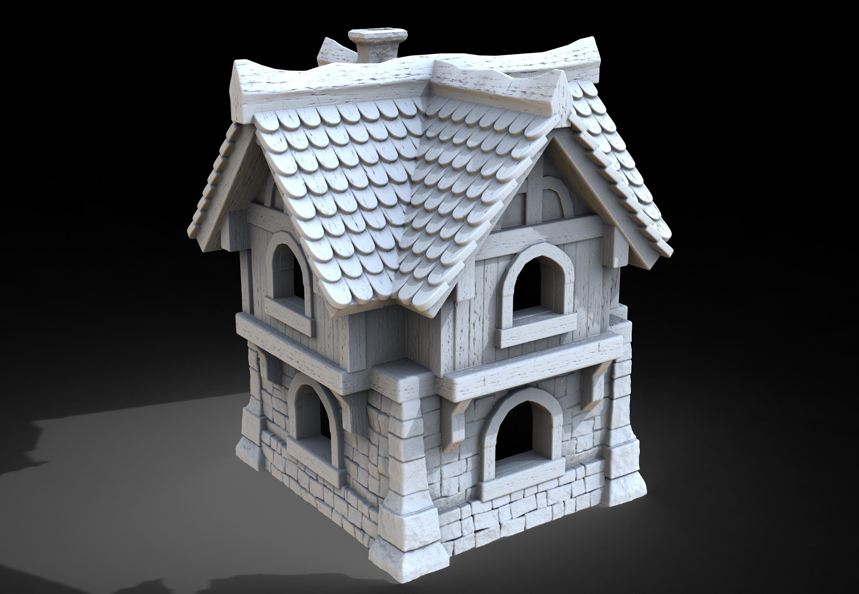 Medieval building - House 46 - PLA for Oldworld, Dungeon & Dragons, Frostgrave, Age of fantasy battle skirmish wargame