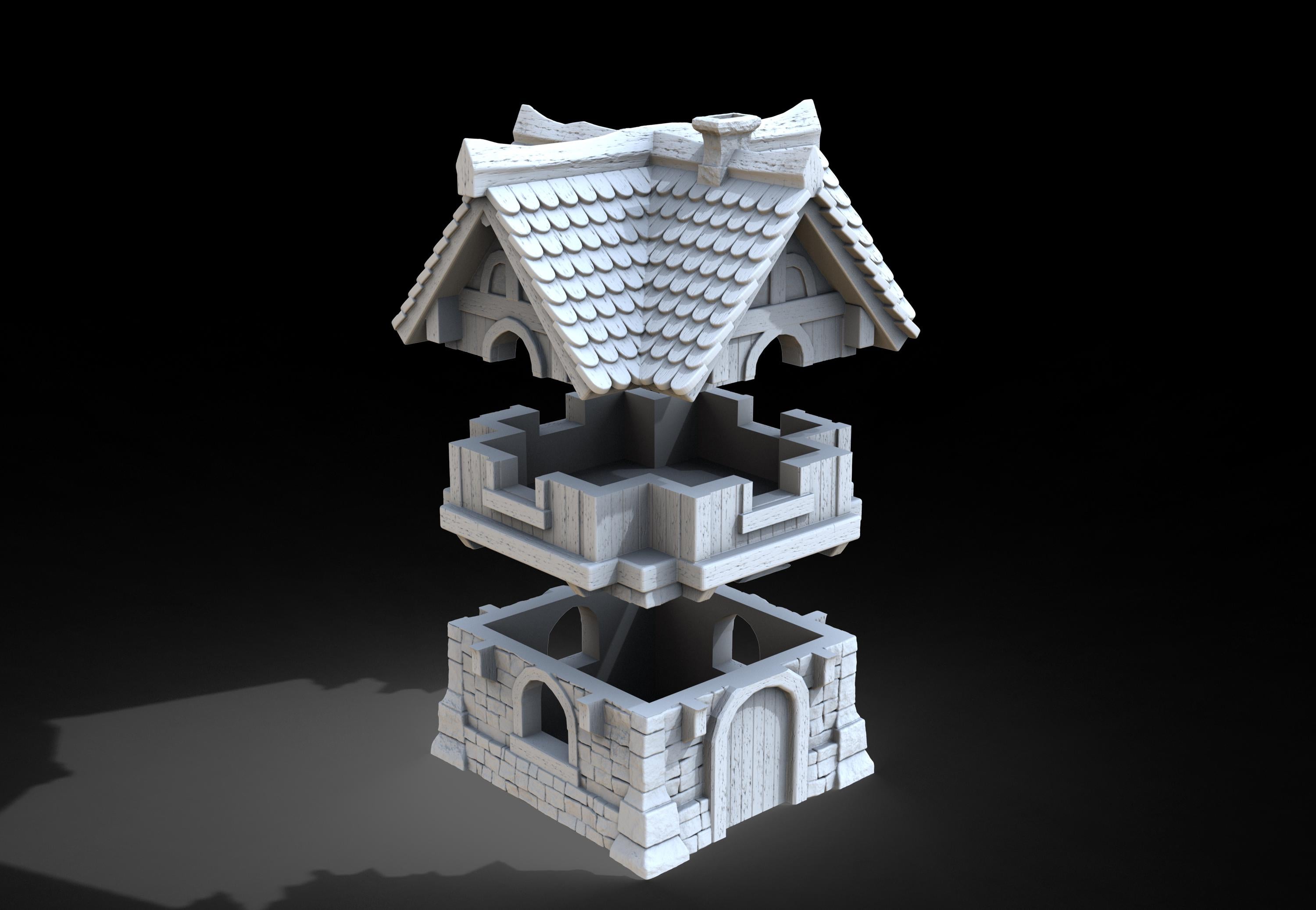 Medieval building - House 46 - PLA for Oldworld, Dungeon & Dragons, Frostgrave, Age of fantasy battle skirmish wargame