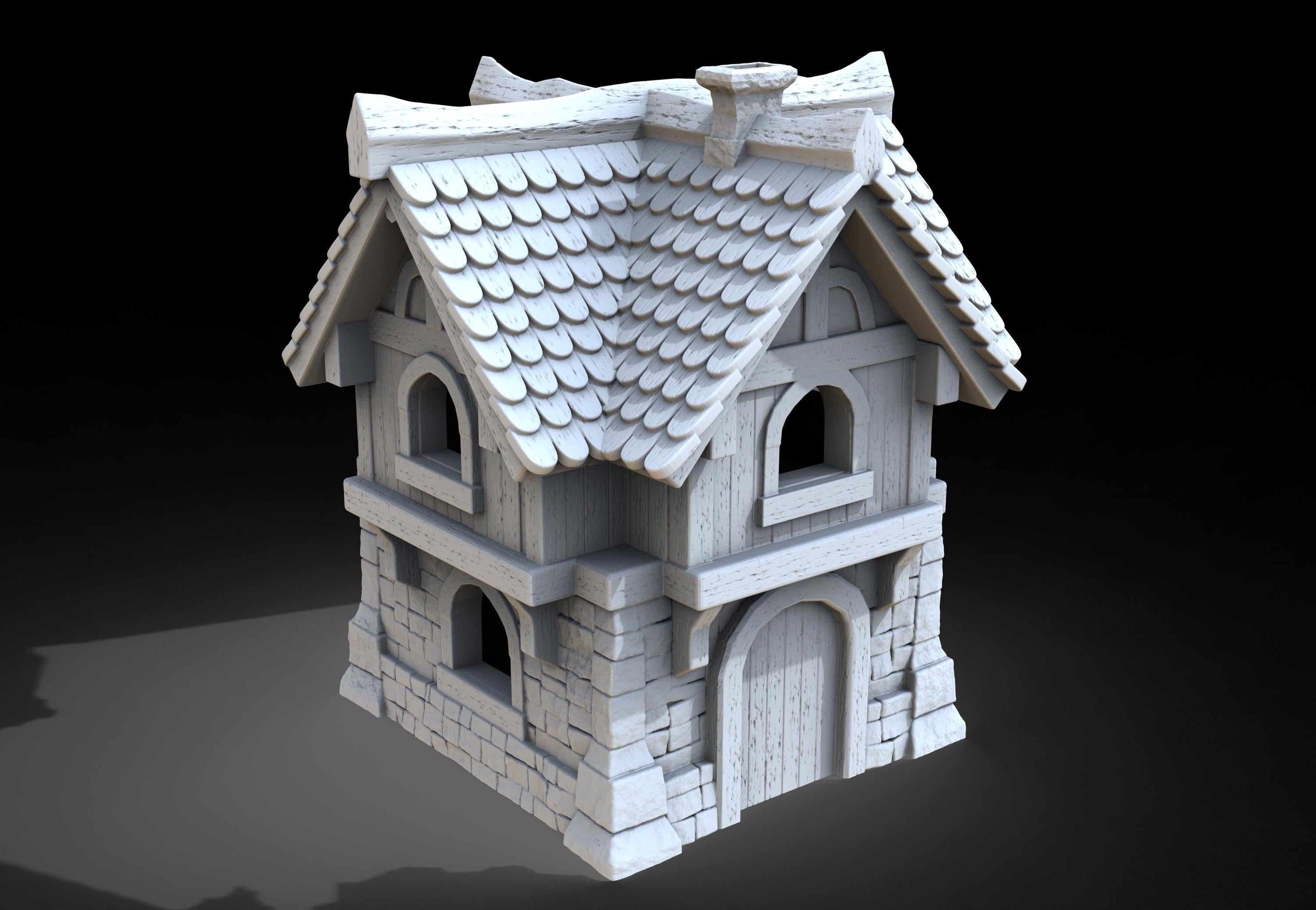 Medieval building - House 46 - PLA for Oldworld, Dungeon & Dragons, Frostgrave, Age of fantasy battle skirmish wargame