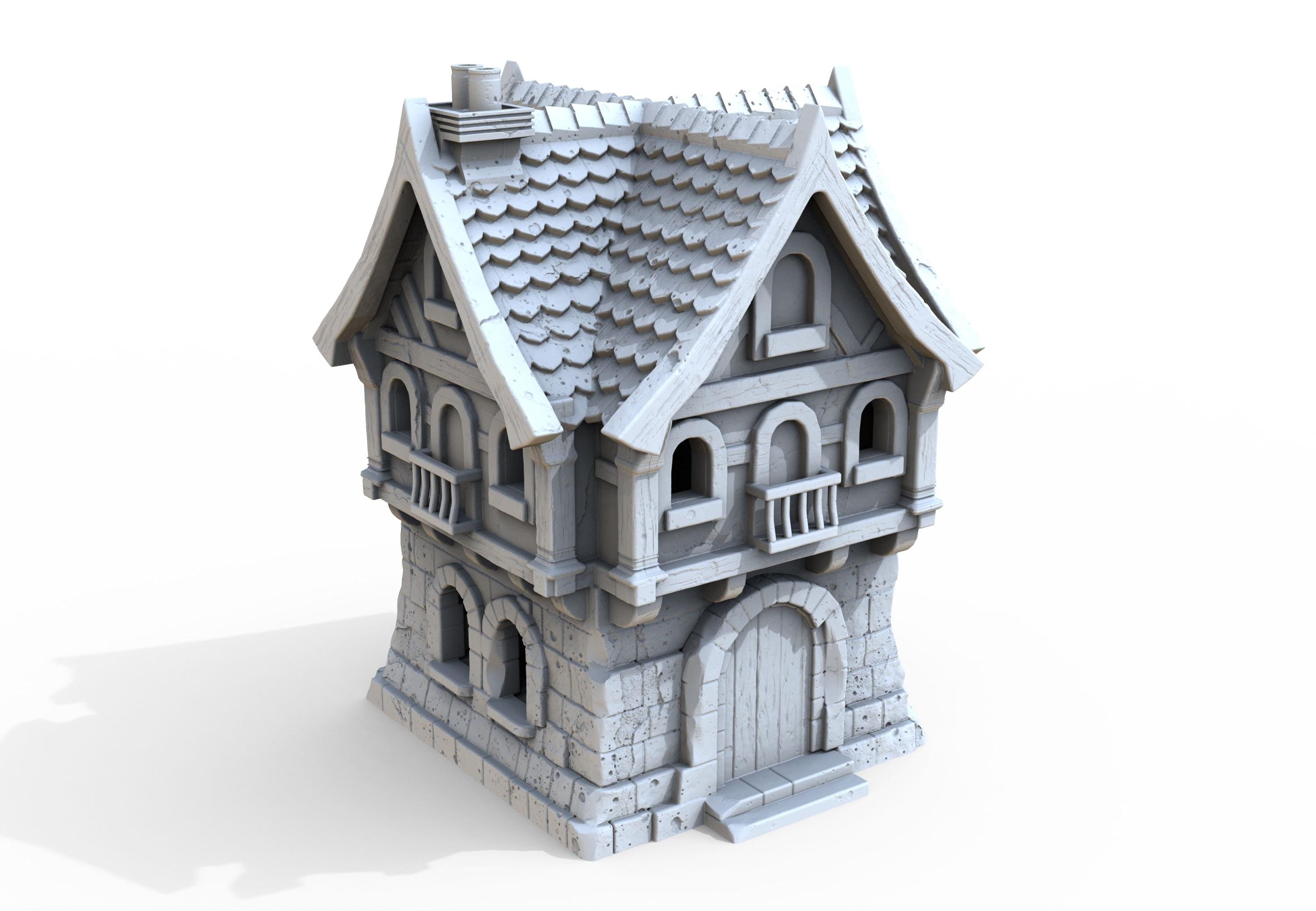 Medieval building - House 47 - PLA for Oldworld, Dungeon & Dragons, Frostgrave, Age of fantasy battle skirmish wargame