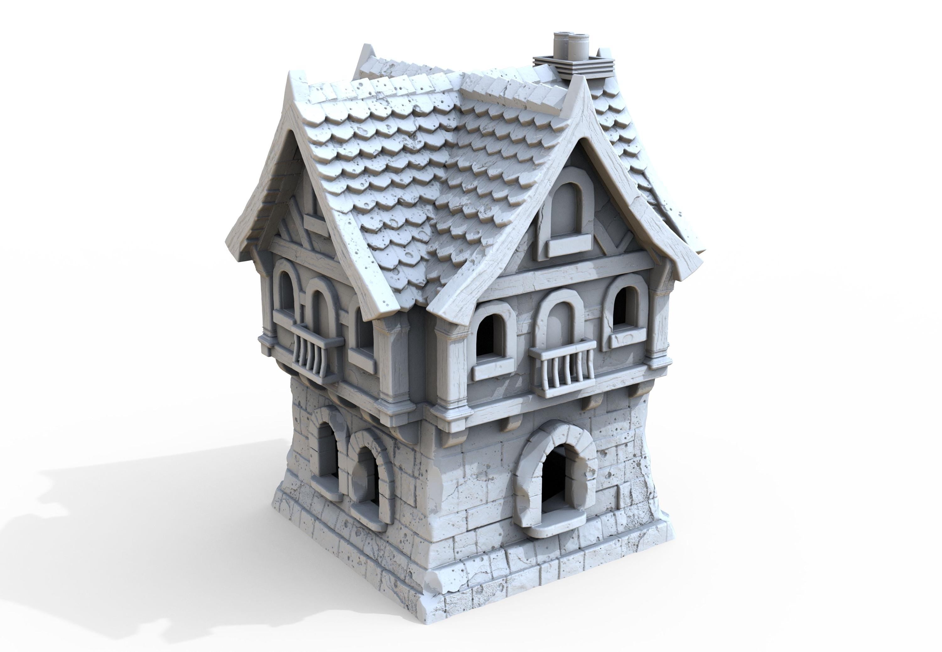 Medieval building - House 47 - PLA for Oldworld, Dungeon & Dragons, Frostgrave, Age of fantasy battle skirmish wargame