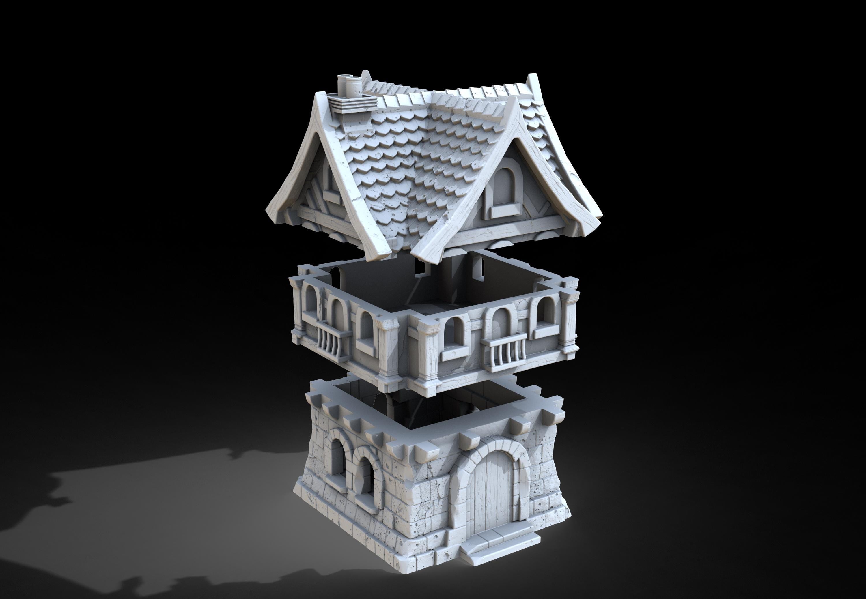 Medieval building - House 47 - PLA for Oldworld, Dungeon & Dragons, Frostgrave, Age of fantasy battle skirmish wargame