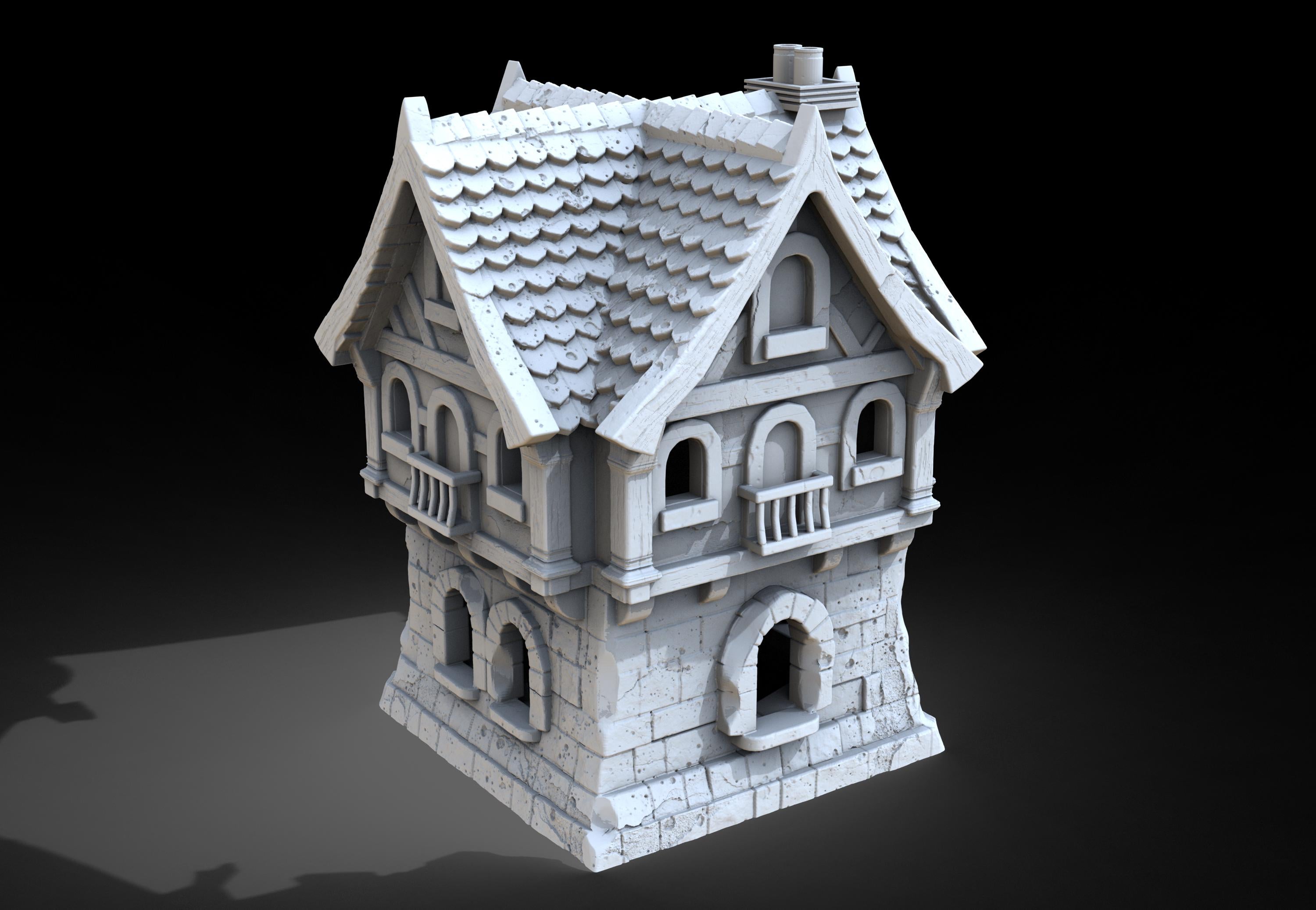 Medieval building - House 47 - PLA for Oldworld, Dungeon & Dragons, Frostgrave, Age of fantasy battle skirmish wargame
