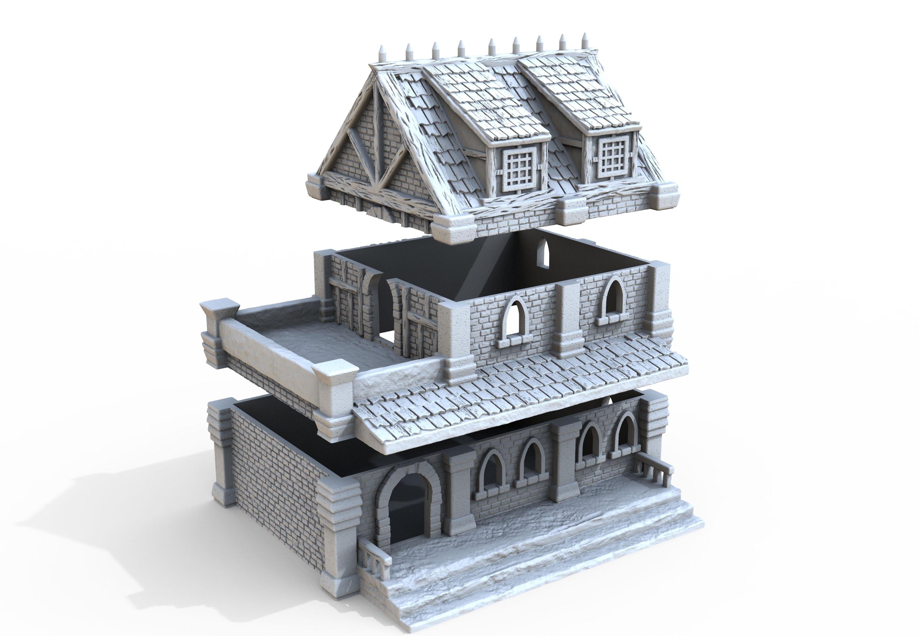 Medieval building - House 48 - PLA for Oldworld, Dungeon & Dragons, Frostgrave, Age of fantasy battle skirmish wargame
