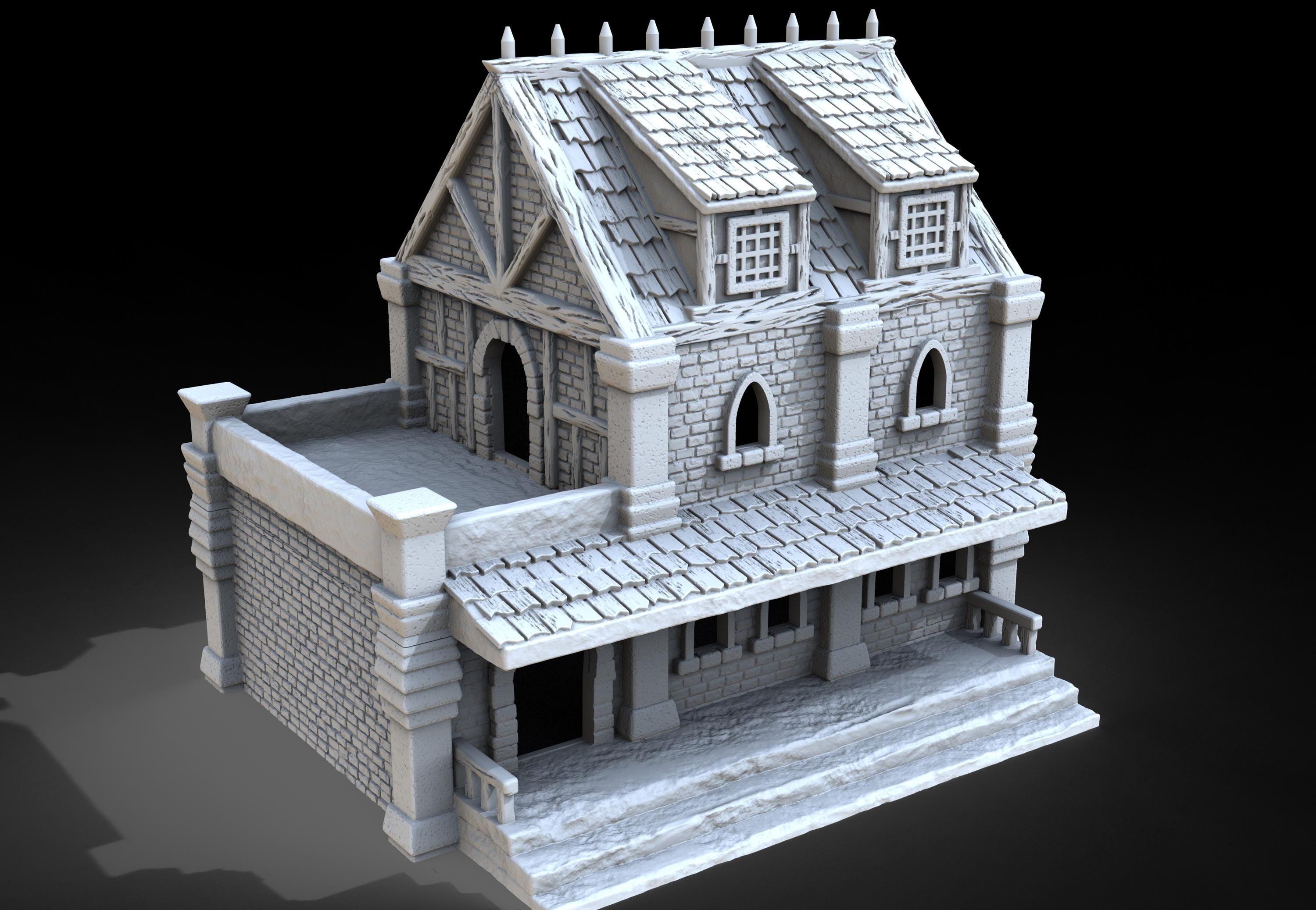 Medieval building - House 48 - PLA for Oldworld, Dungeon & Dragons, Frostgrave, Age of fantasy battle skirmish wargame
