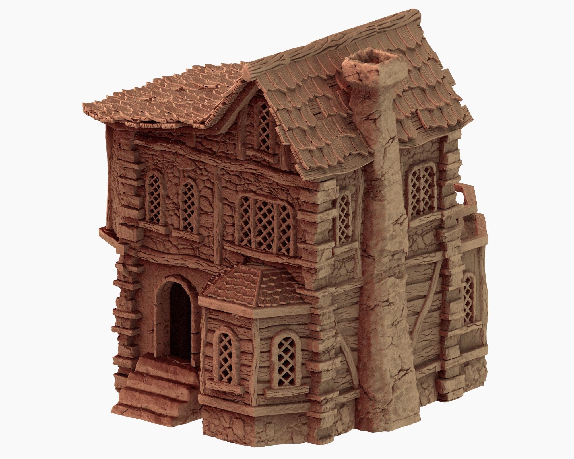 Medieval Cozy Corners - House 1 - PLA for Oldworld, Dungeon & Dragons, Frostgrave, Age of fantasy battle skirmish wargame