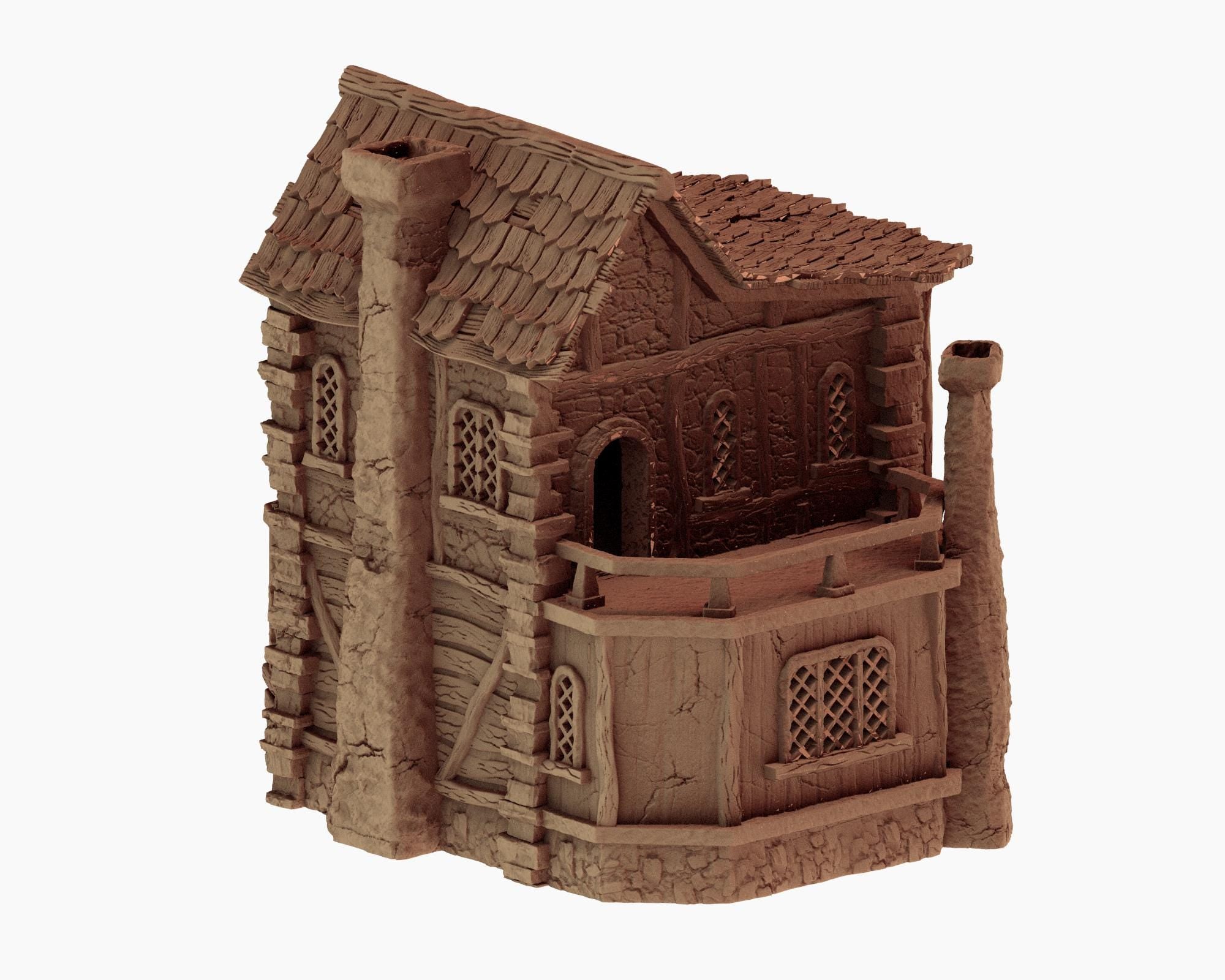 Medieval Cozy Corners - House 1 - PLA for Oldworld, Dungeon & Dragons, Frostgrave, Age of fantasy battle skirmish wargame