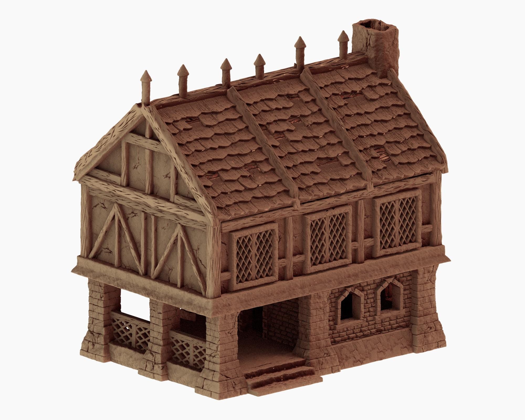 Medieval Cozy Corners - House 2 - PLA for Oldworld, Dungeon & Dragons, Frostgrave, Age of fantasy battle skirmish wargame