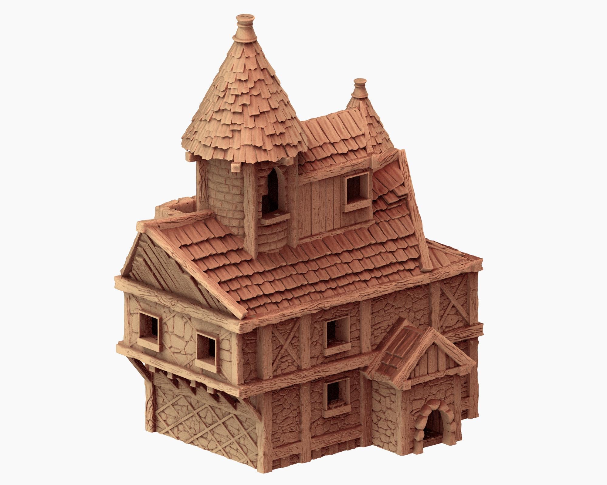 Medieval Cozy Corners - House 3 - PLA for Oldworld, Dungeon & Dragons, Frostgrave, Age of fantasy battle skirmish wargame