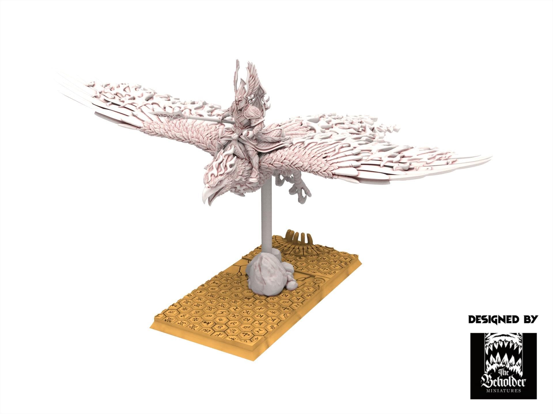 Hight Elves - Silvermoor - Searing Bird Lord on Phoenix, Fantasy elves, usable for 9th Age, Fantasy Battle, Oldhammer, King of war