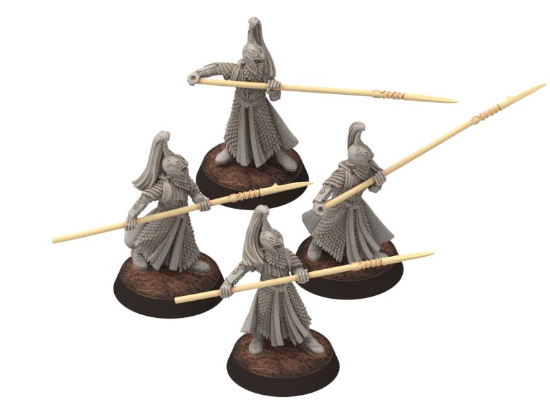 Darkwood - King royal guards pikemen Forest Warriors Version 2 - pike, Middle rings miniatures for wargame D&D, Lotr, Medbury miniatures