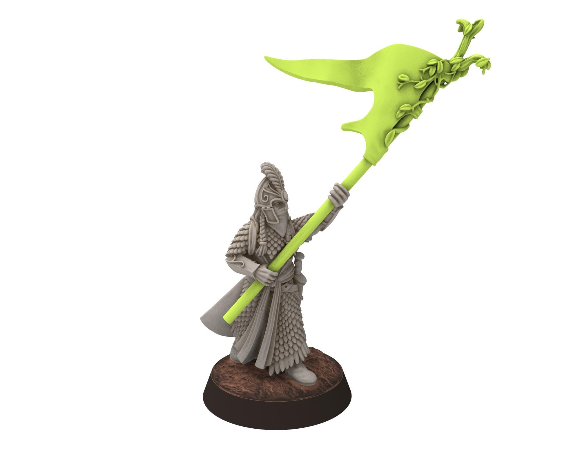 Darkwood - Gwyrdgalas Elven Captains, Musician, Banner, Eldar Kingdom, Middle rings miniatures for wargame D&D, LOTR, Medbury miniatures