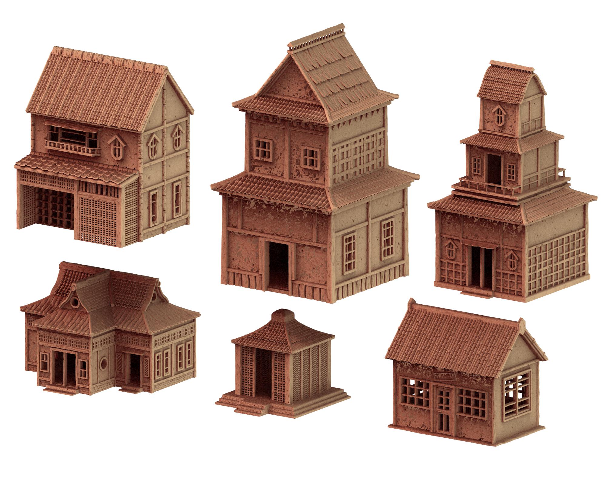Japanese medieval building - House 6 - ancient Asia PLA for Oldworld, Dungeon & Dragons, Frostgrave, Age of fantasy battle skirmish wargame