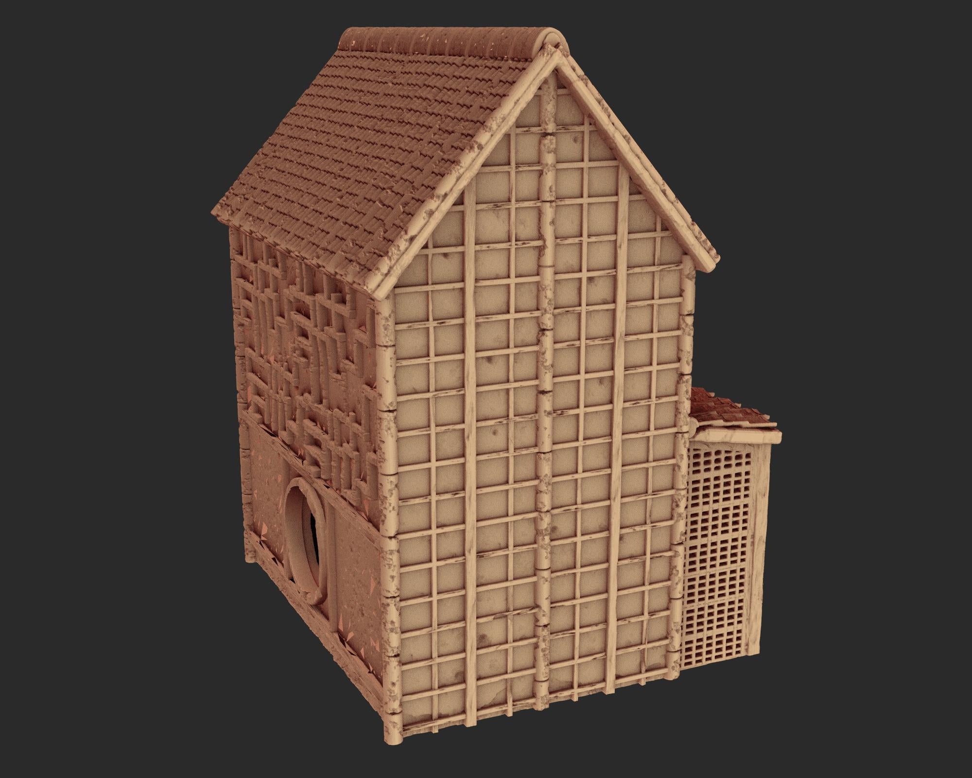 Japanese medieval building - House 2 - ancient Asia PLA for Oldworld, Dungeon & Dragons, Frostgrave, Age of fantasy battle skirmish wargame