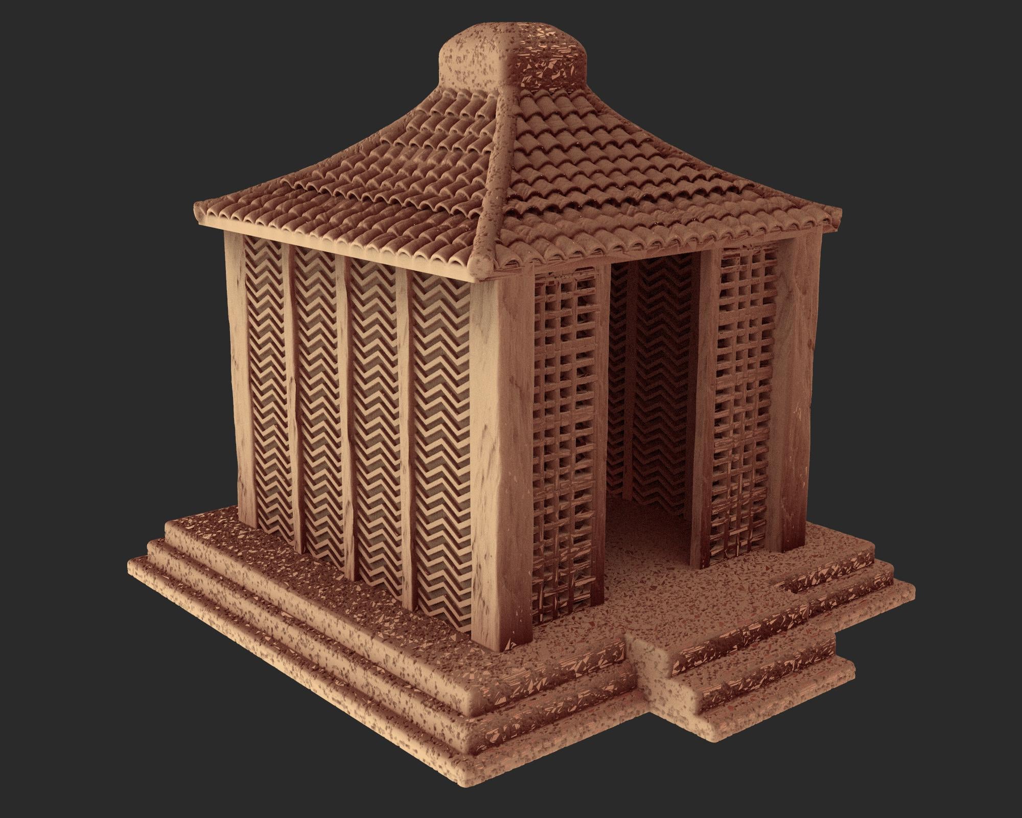 Japanese medieval building - House 6 - ancient Asia PLA for Oldworld, Dungeon & Dragons, Frostgrave, Age of fantasy battle skirmish wargame