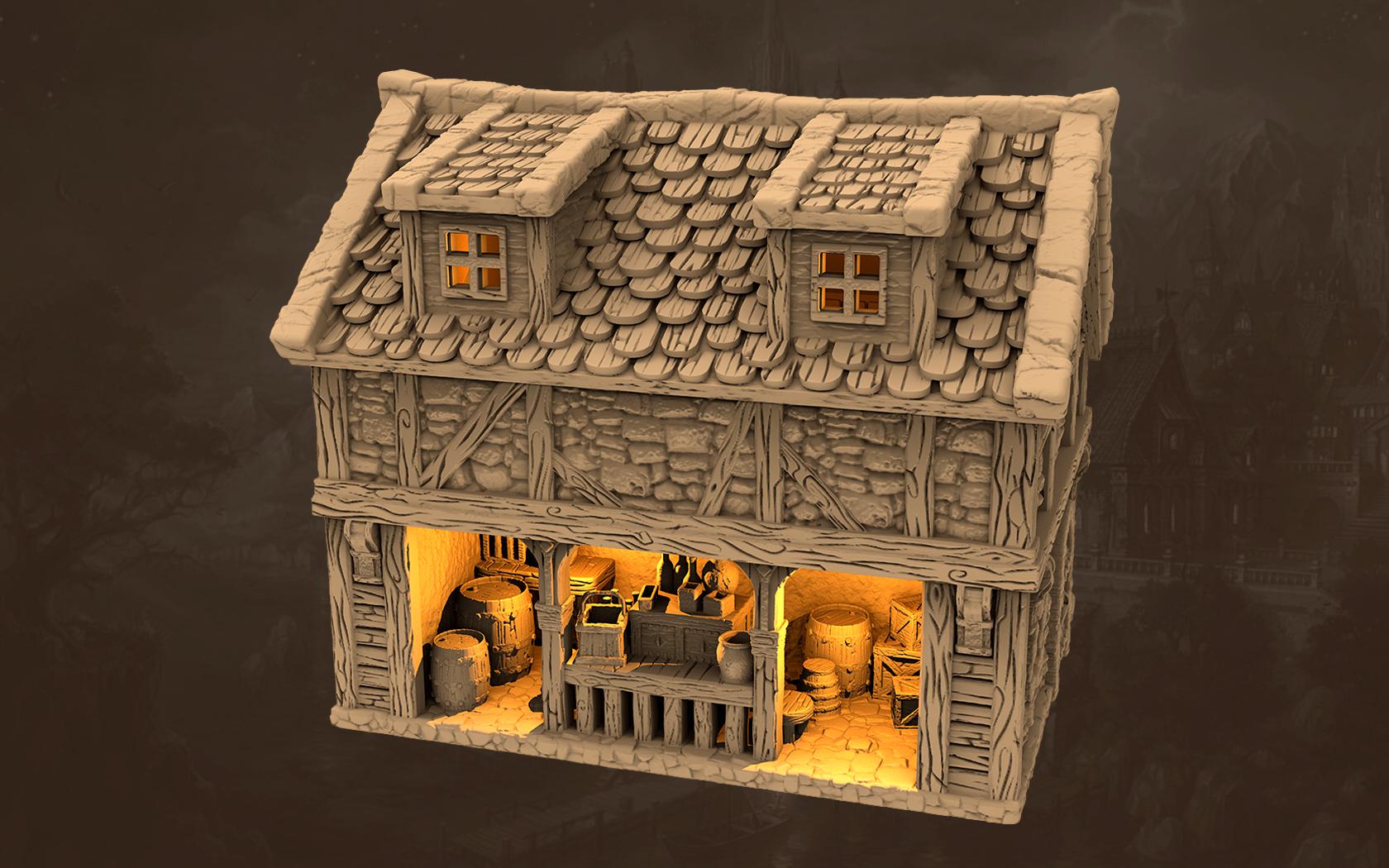 Taverns of the Twilight Tract - House A1 - PLA for Oldworld, Dungeon & Dragons, Frostgrave, Age of fantasy battle skirmish wargame