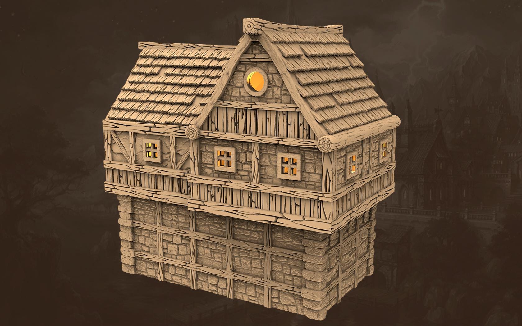 Taverns of the Twilight Tract - House A2 - PLA for Oldworld, Dungeon & Dragons, Frostgrave, Age of fantasy battle skirmish wargame
